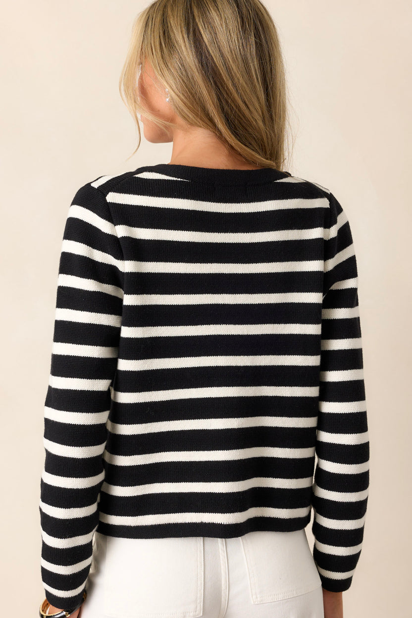 Ivory and Rust Chevron Striped Cotton Cardigan