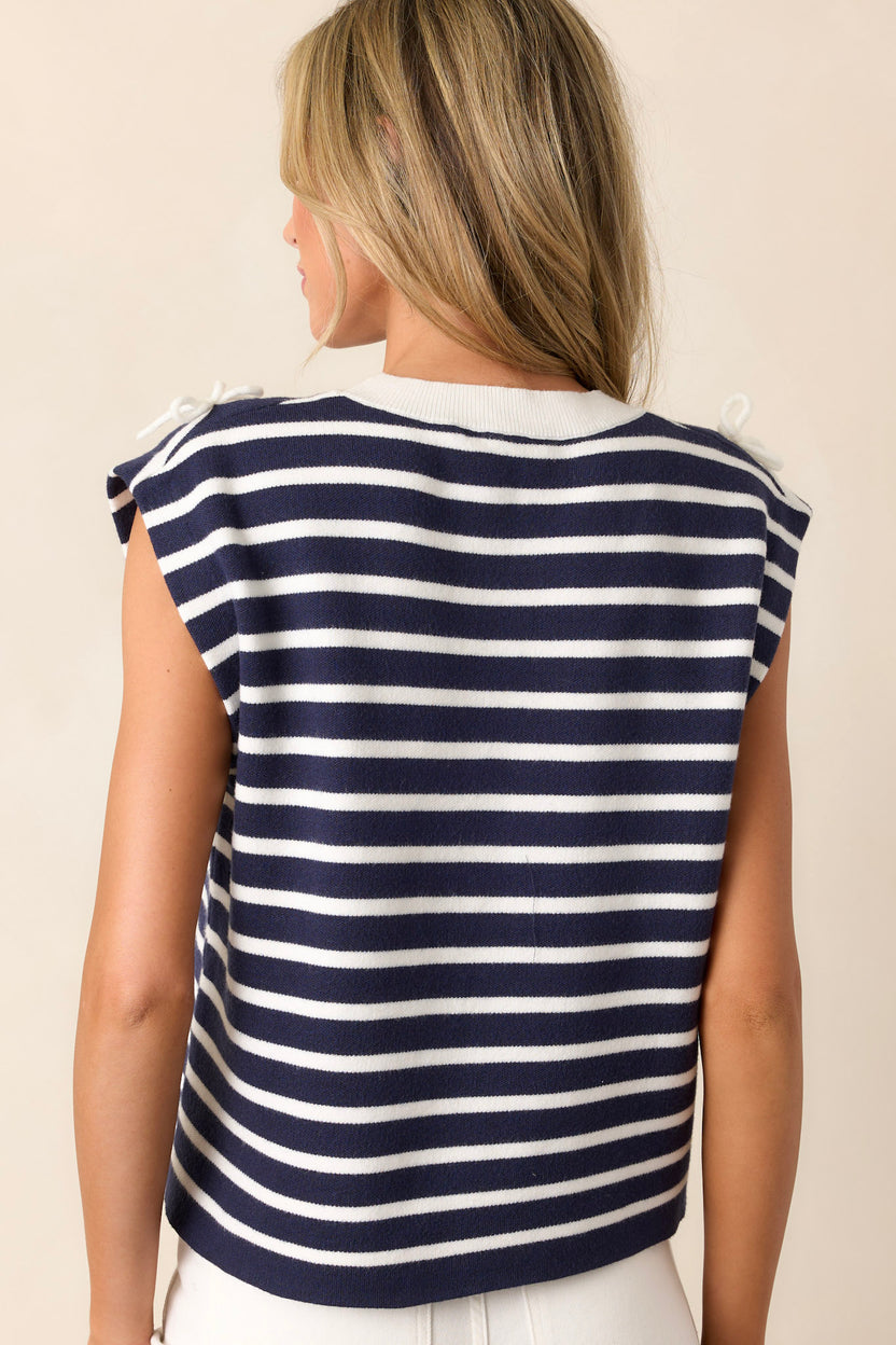 Bennie Top - Navy with stripe star sleeves