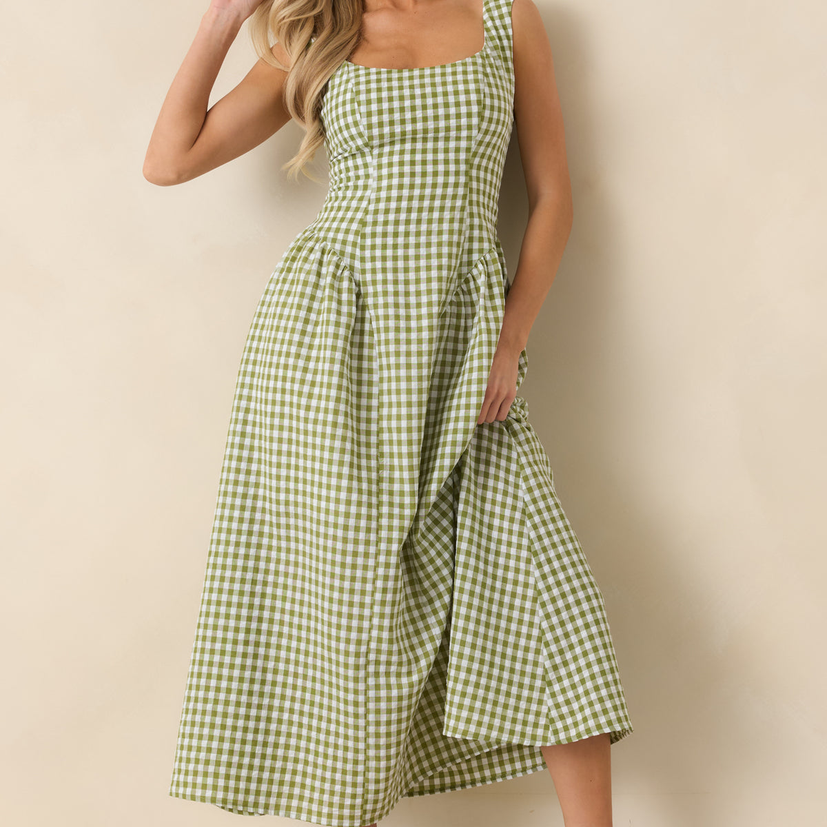 red and green gingham dress | Sleeveless Maxi Dress MDW 2026 - 50% OFF SIZE:6-8 y.old Monteau Women’s Green Floral Model is 56 and