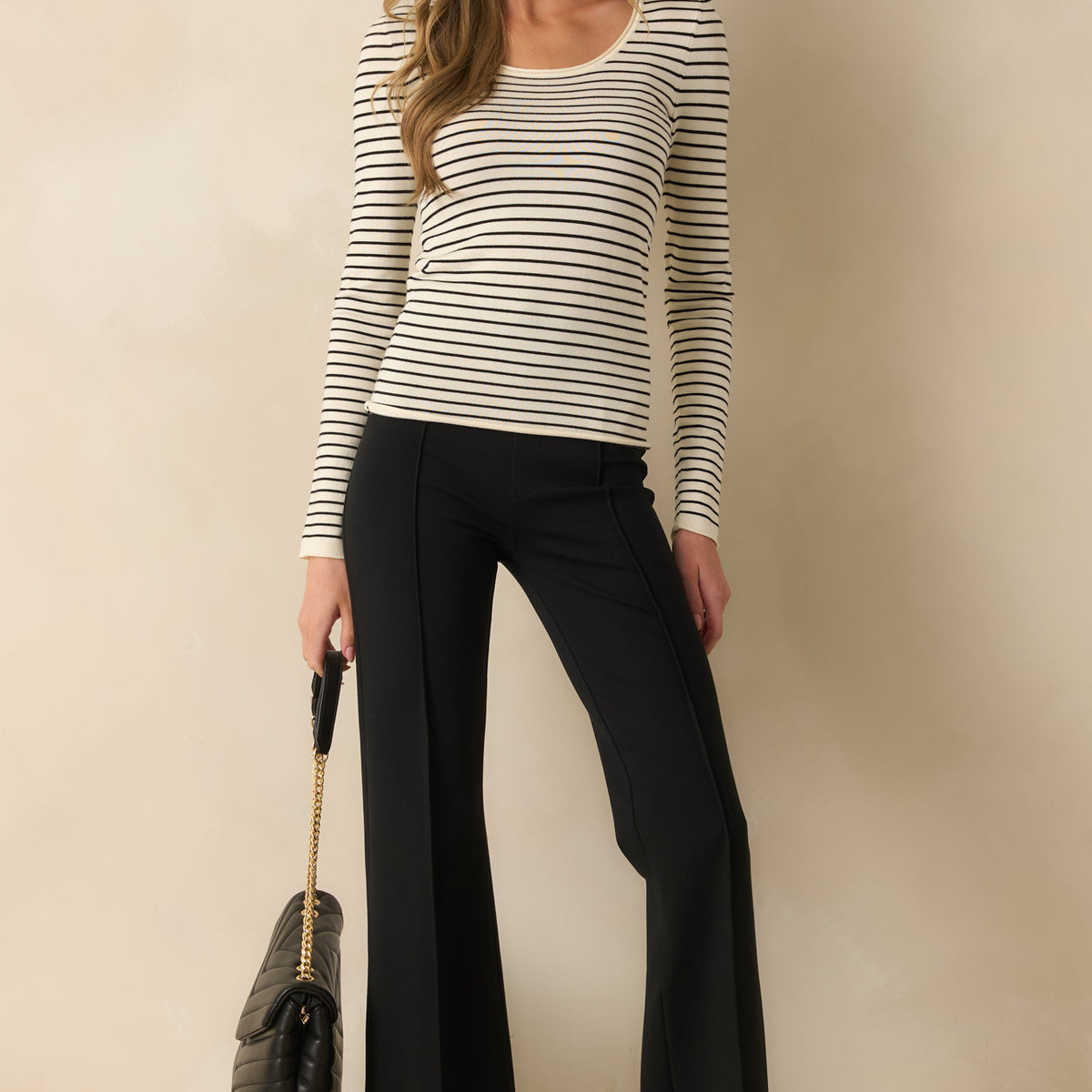 Mixed Signals Black Stripe Long Sleeve Top - All Tops | Red