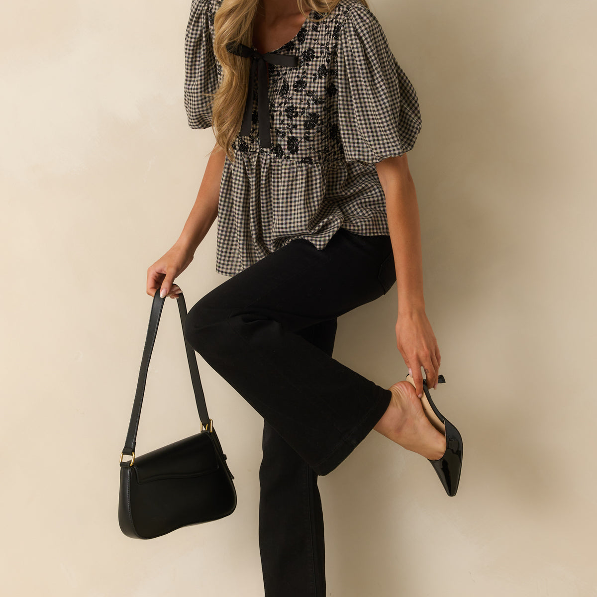 トップス Vol.1 Check Tweed Peplum Top black Self-Portrait Metallic Boucle-tweed Peplum Top in Black