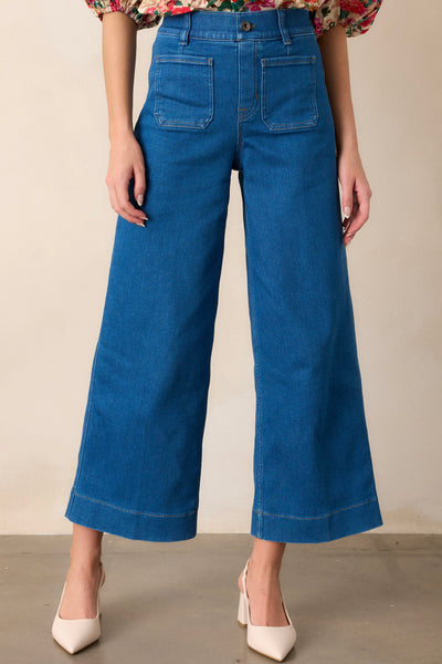 SPANXshape® EveryWear Cropped Washed Blue Wide Leg Jeans | Red Dress