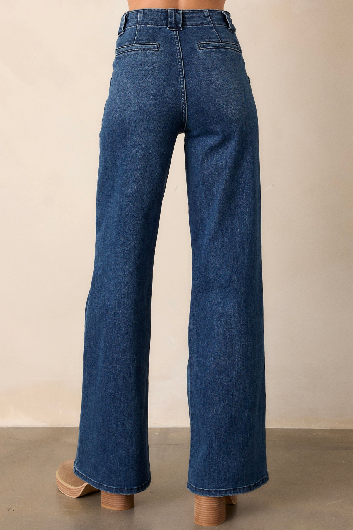 DARK BLACK WASH WIDE LEG JEANS - INSEAM 76CM