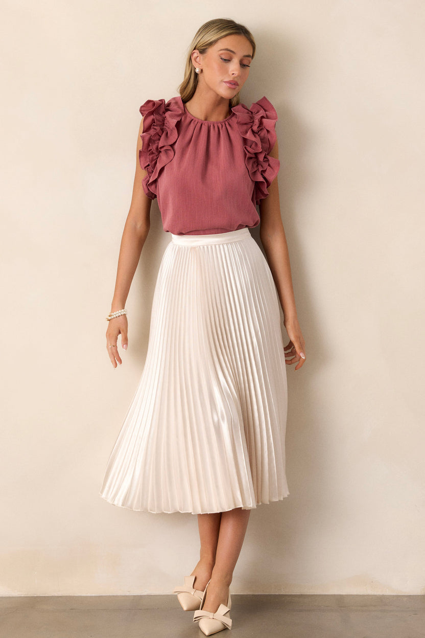 Porcelain Rose Ruffle Sleeve Top - All Tops | Red Dress