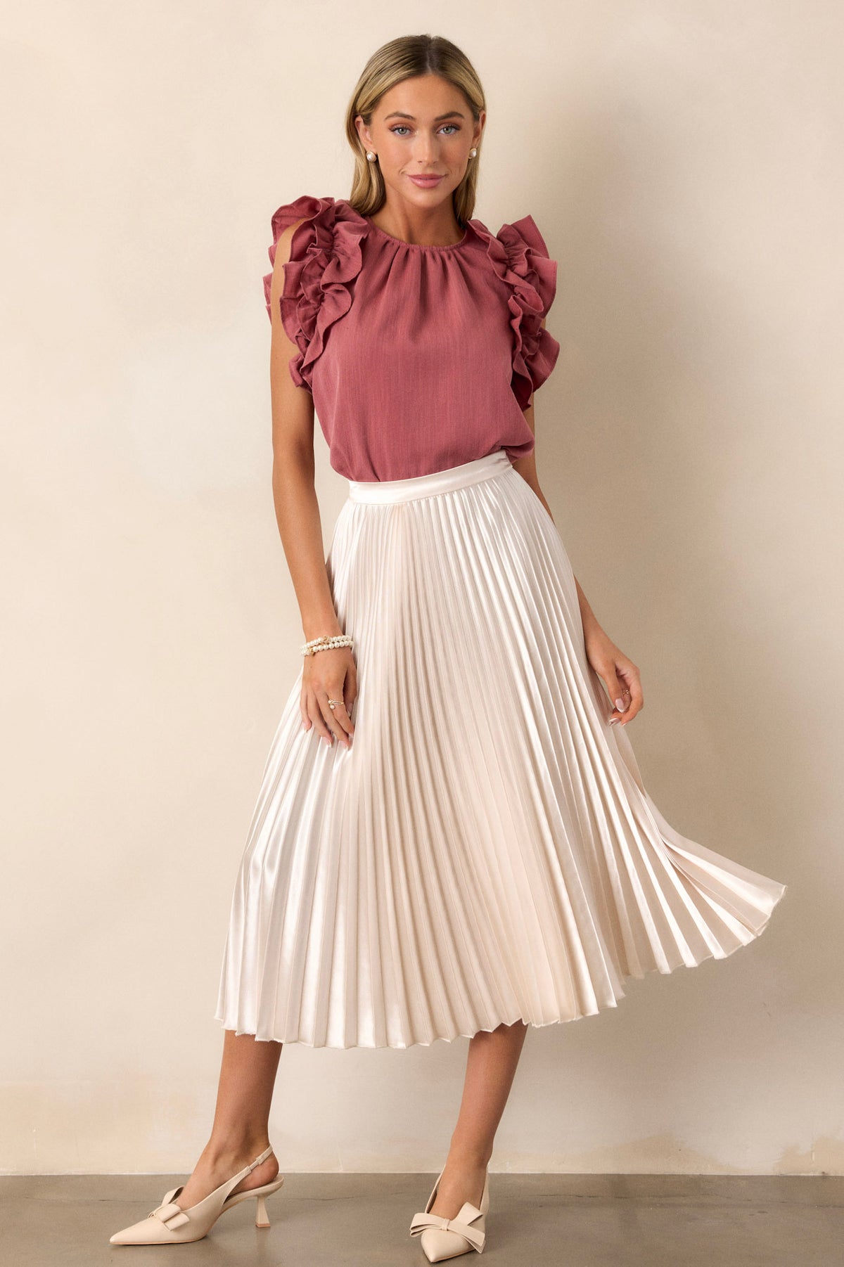 Porcelain Rose Ruffle Sleeve Top - All Tops | Red Dress