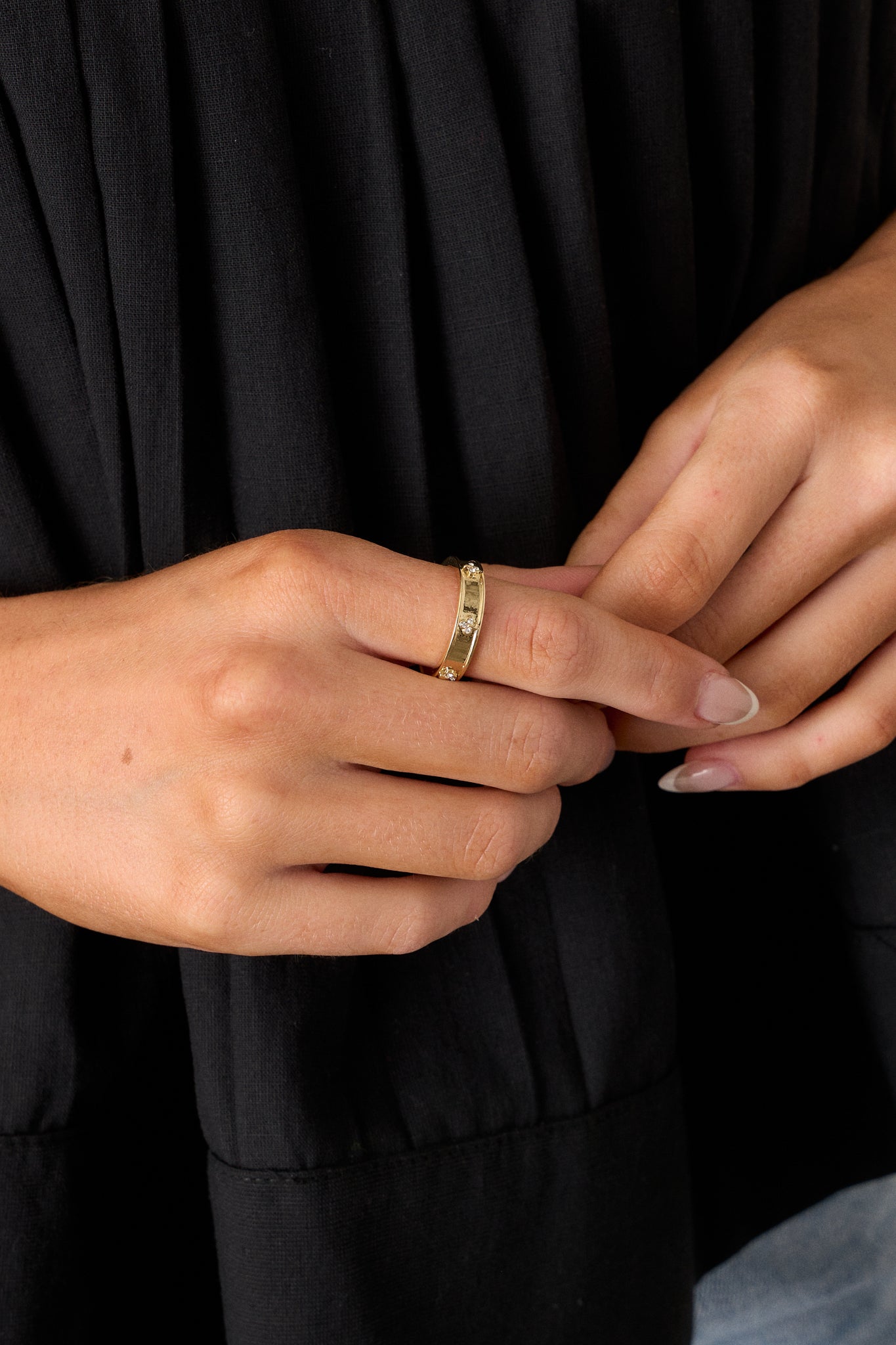 Gold & Rhinestone Ring All Jewelry Red Dress