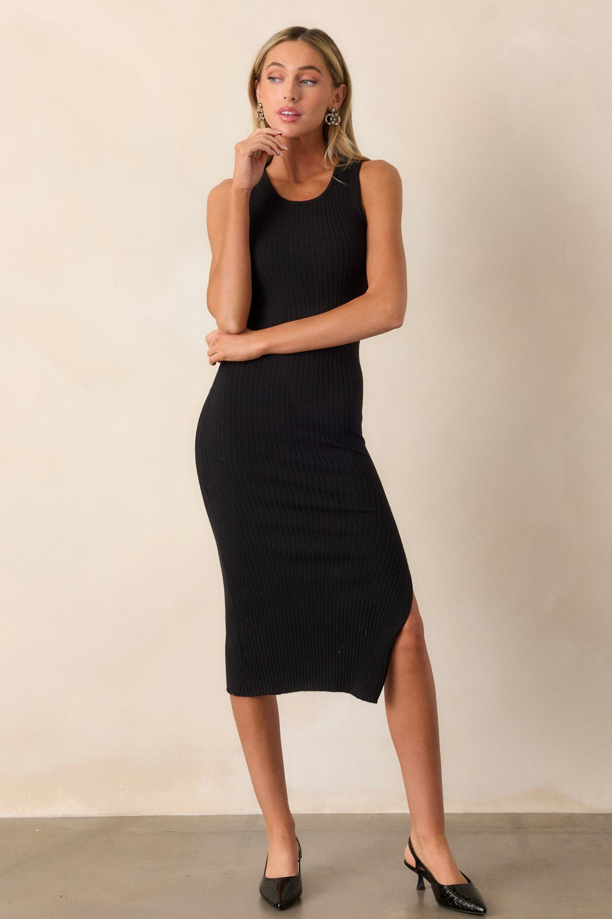 Black Bodycon Midi Dress