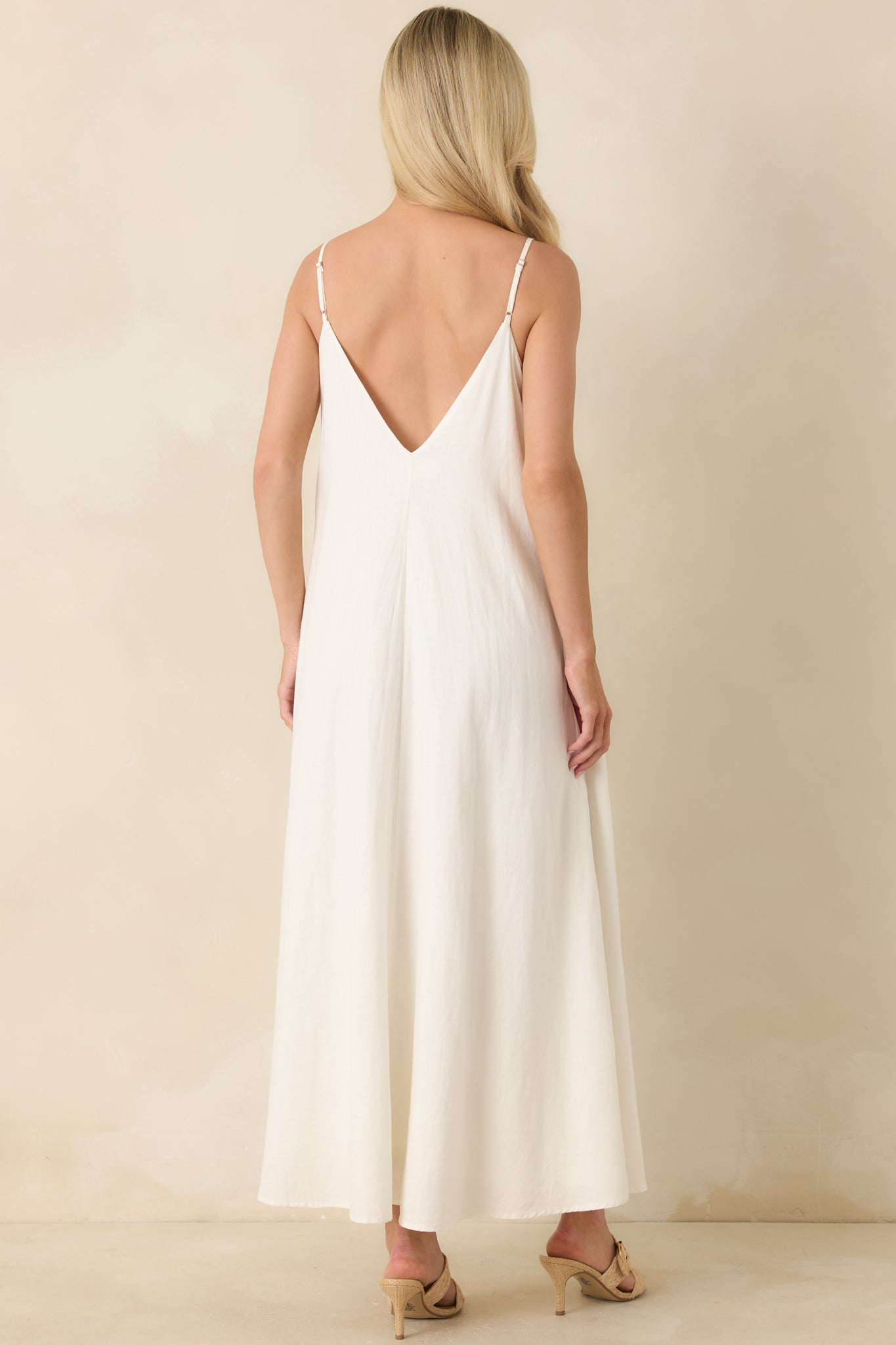 strapless open back dress Z Supply Sandcomber White Linen Blend Midi Dress