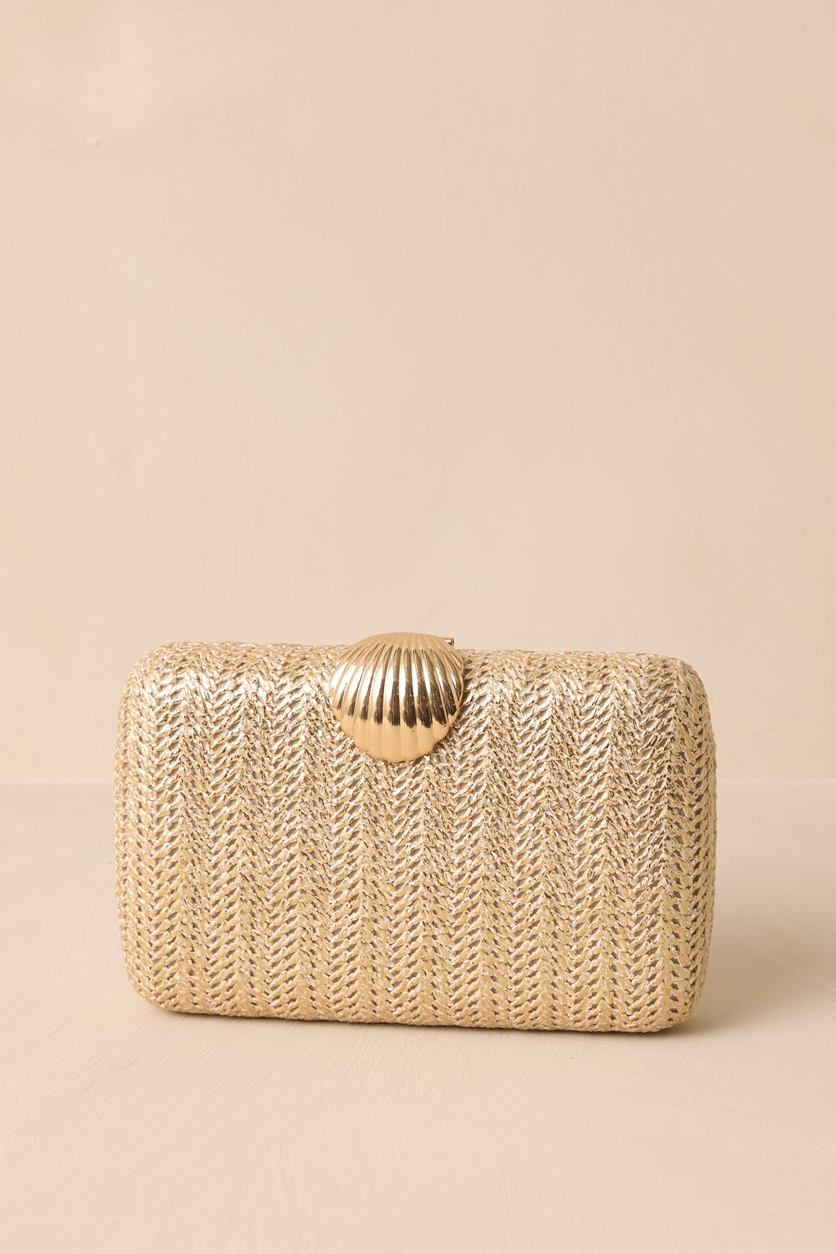Goldtone And Red Clutch With Tassel