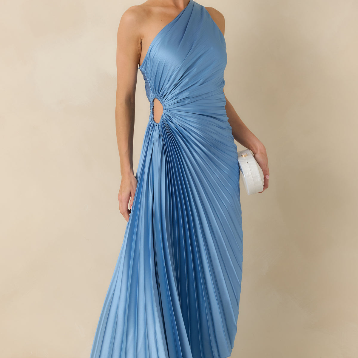Women's Poetic Charm Light Blue Asymmetric One Shoulder Maxi Dress | Size: S