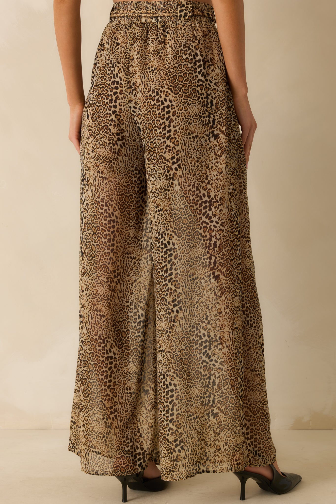 Leopard Print High Waisted Wide Leg Pants - All Bottoms | Red Dress