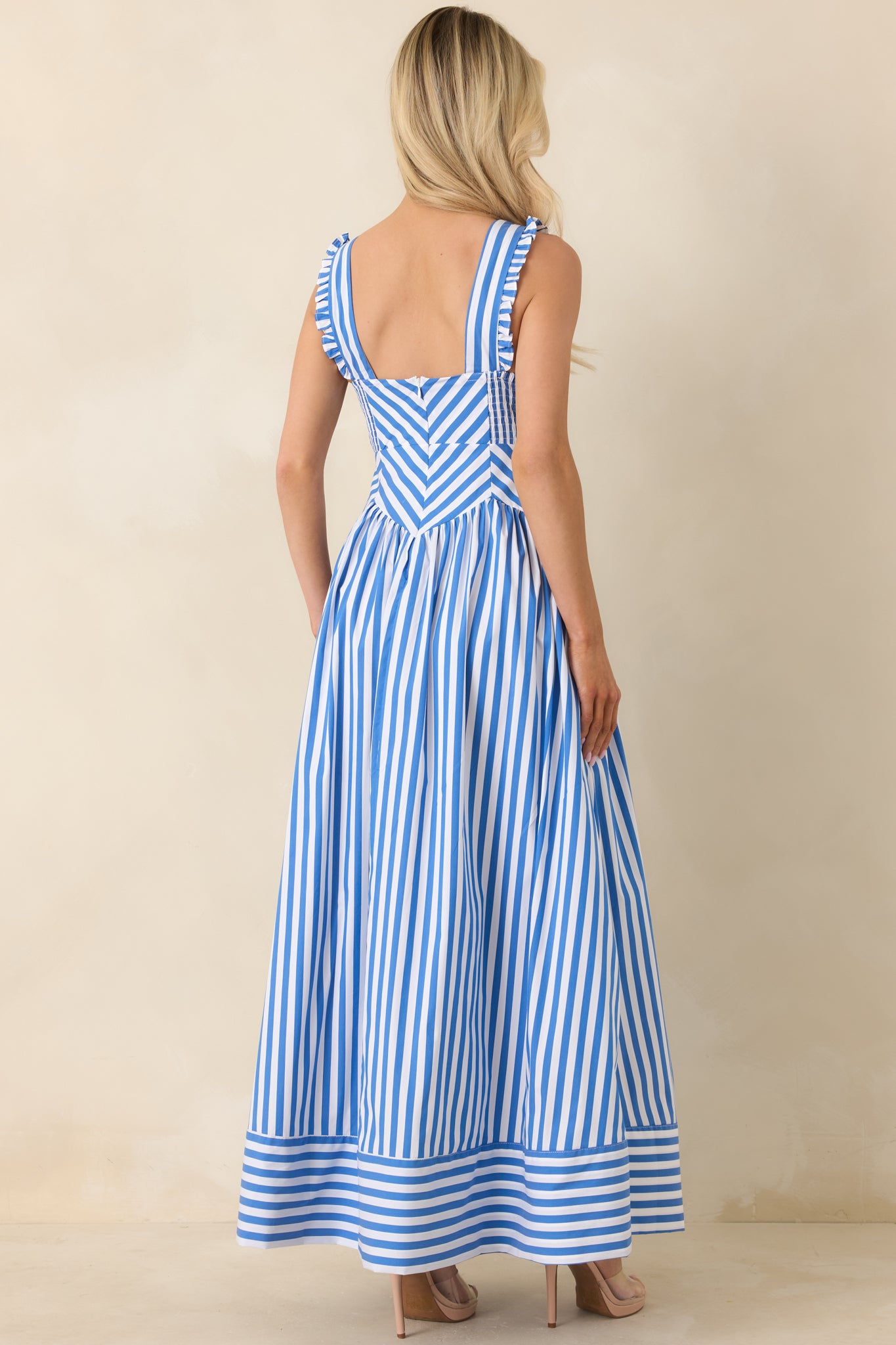 blue maxi dress outfit NicoBlu Caroline Flutter Sleeve Crinkle Chiffon Maxi Dress in Mediterranean Swirl Petite-12