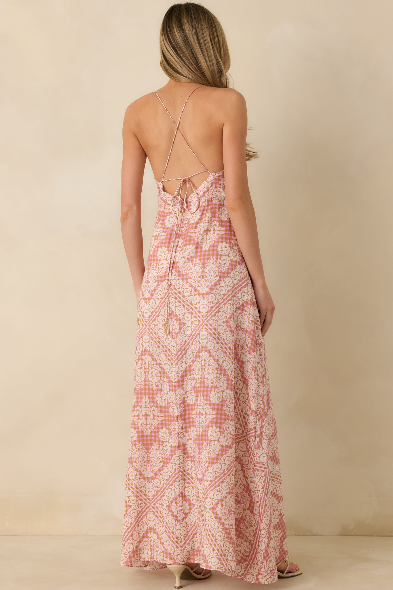 strapless open back dress Tencel-Cotton Tie-Back Tiered Dress main image 1