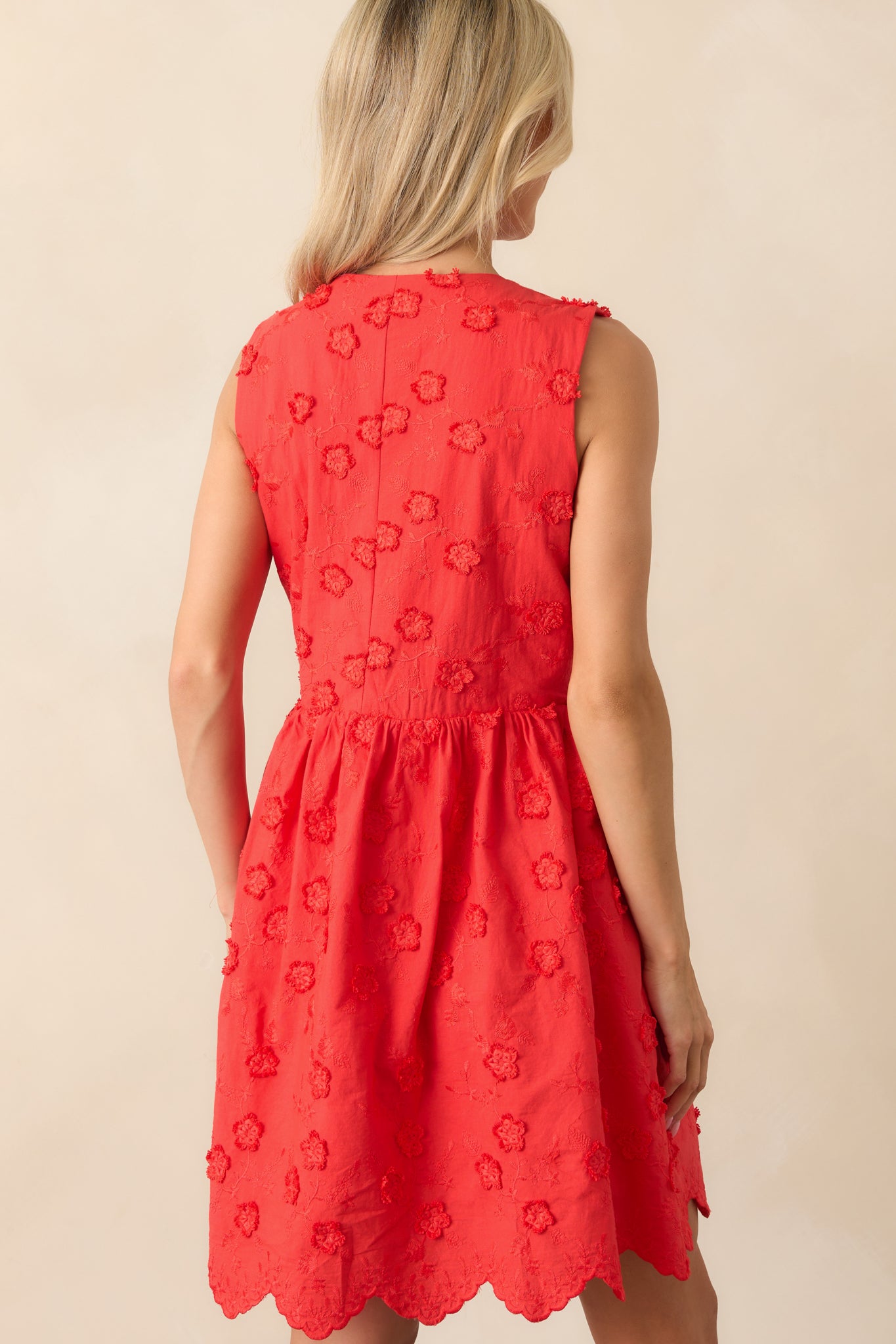 green emerald velvet dress Red Floral Embroidered Mini Dress - All Dresses