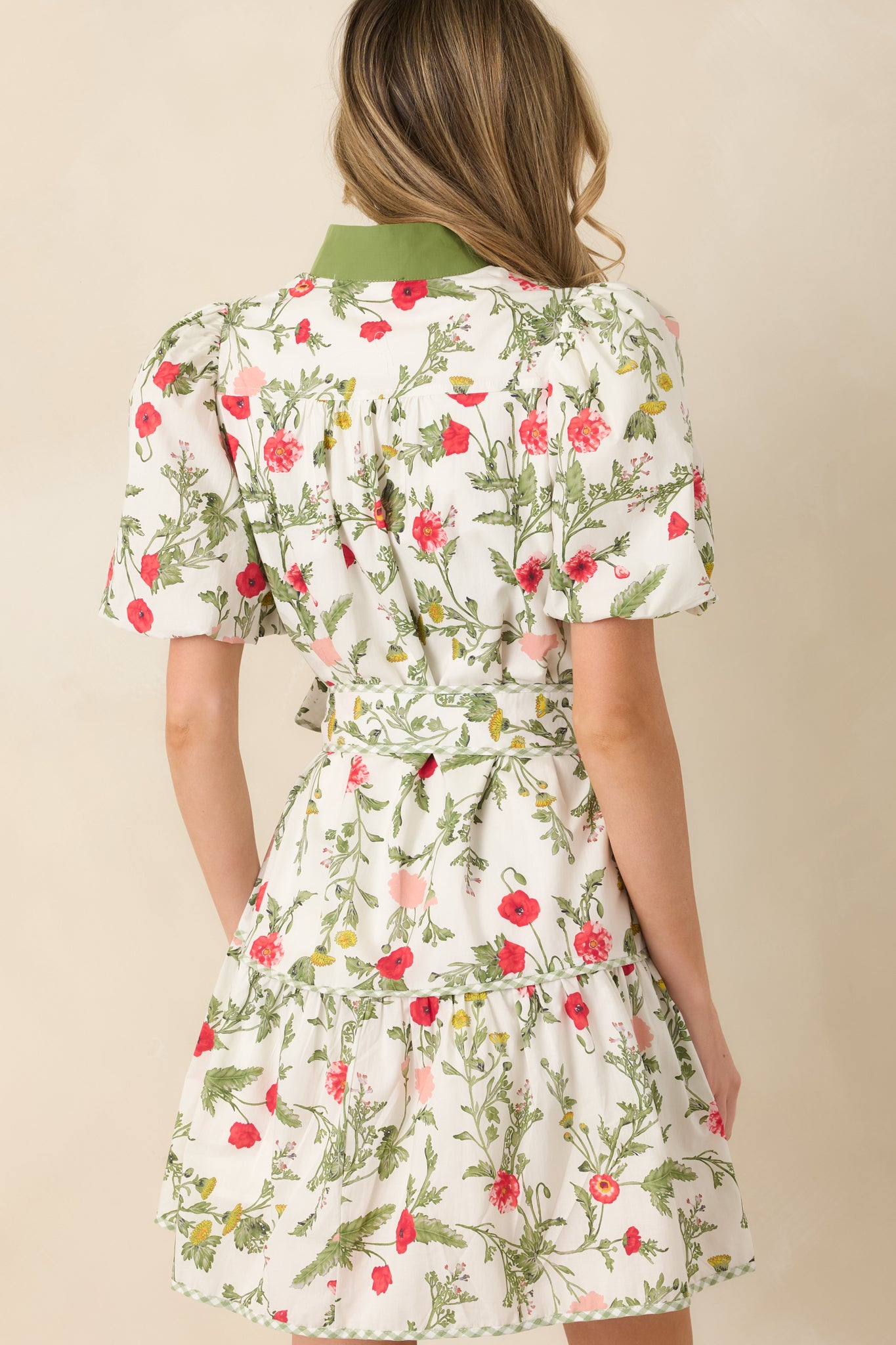 Women's Taking A Chance Olive Green Floral Print Cotton Puff Sleeve Mini Dress | Size: L Women's Taking A Chance Olive Green Floral Print Cotton Puff Sleeve Mini Dress | Size: L