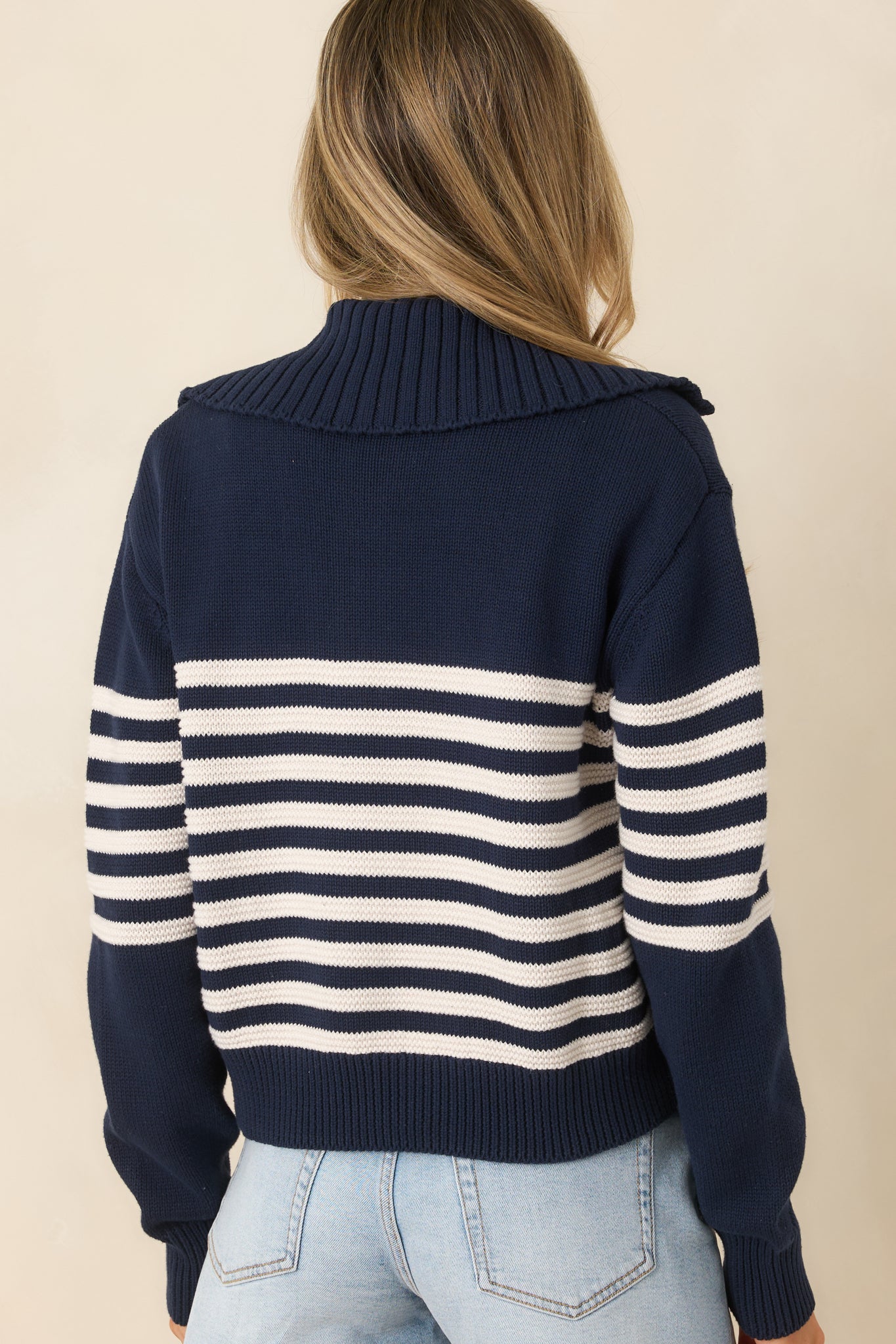 Red Dress | Z Supply Kovac Navy & Ivory Stripe Cotton Sweater Jacket
