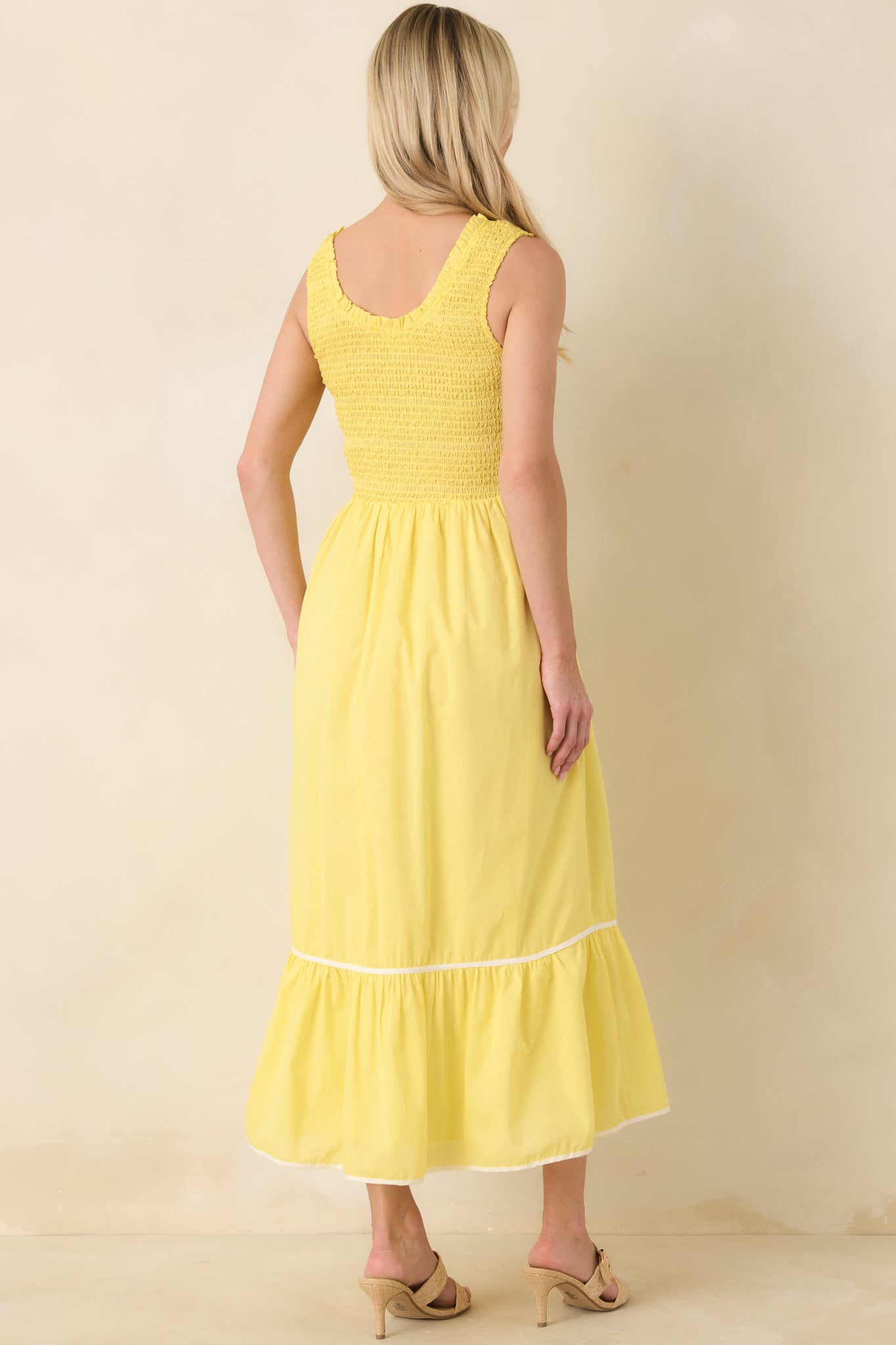 knee length dresses for ladies Burst of Yellow Midi Dress - Yellow, Large | Hazel and Olive main image 0