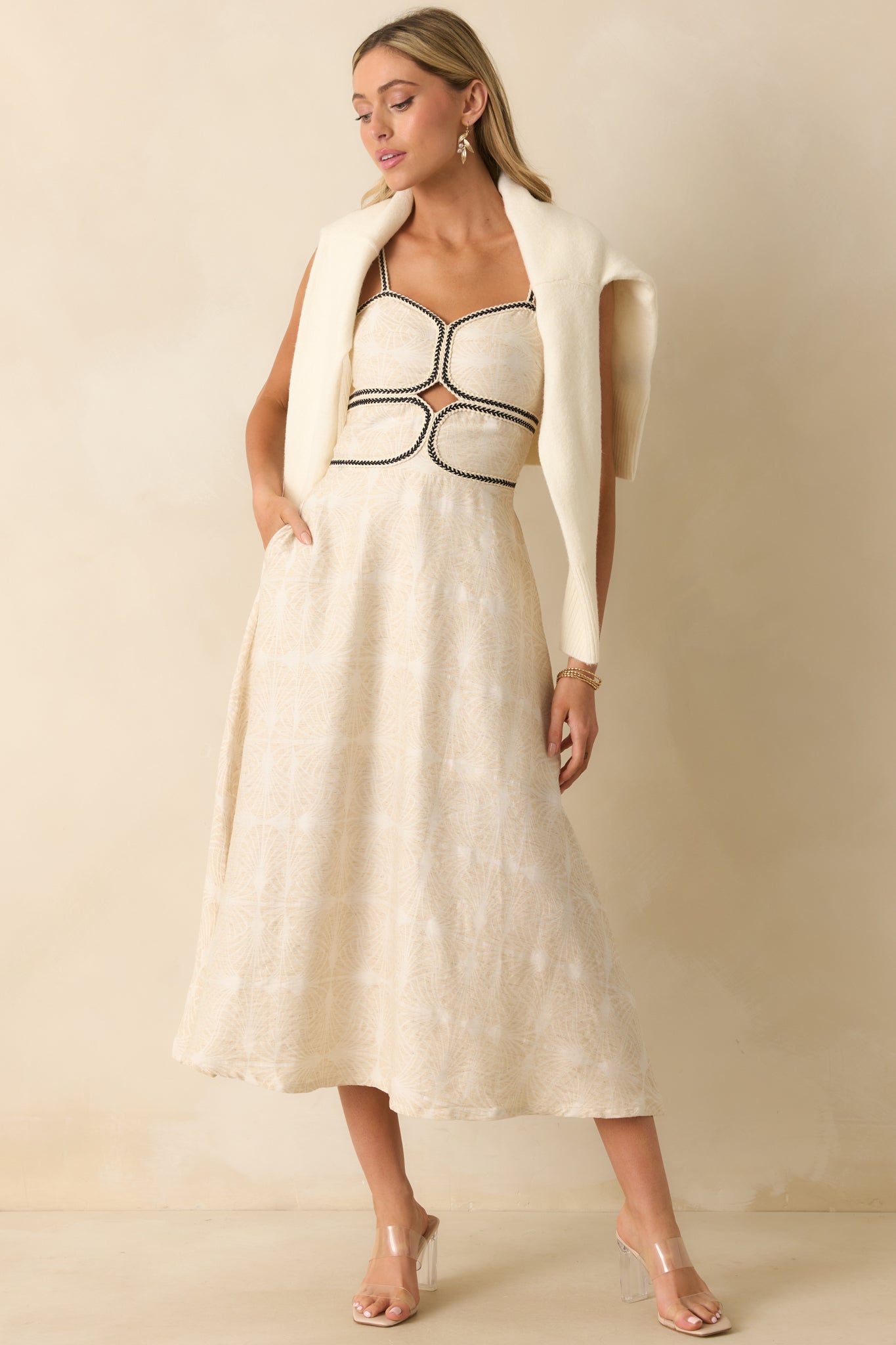 Light Beige Cotton Sleeveless Maxi Dress - Women's Dresses | Red Dress Light Beige Cotton Sleeveless Maxi Dress - Women's Dresses | Red Dress
