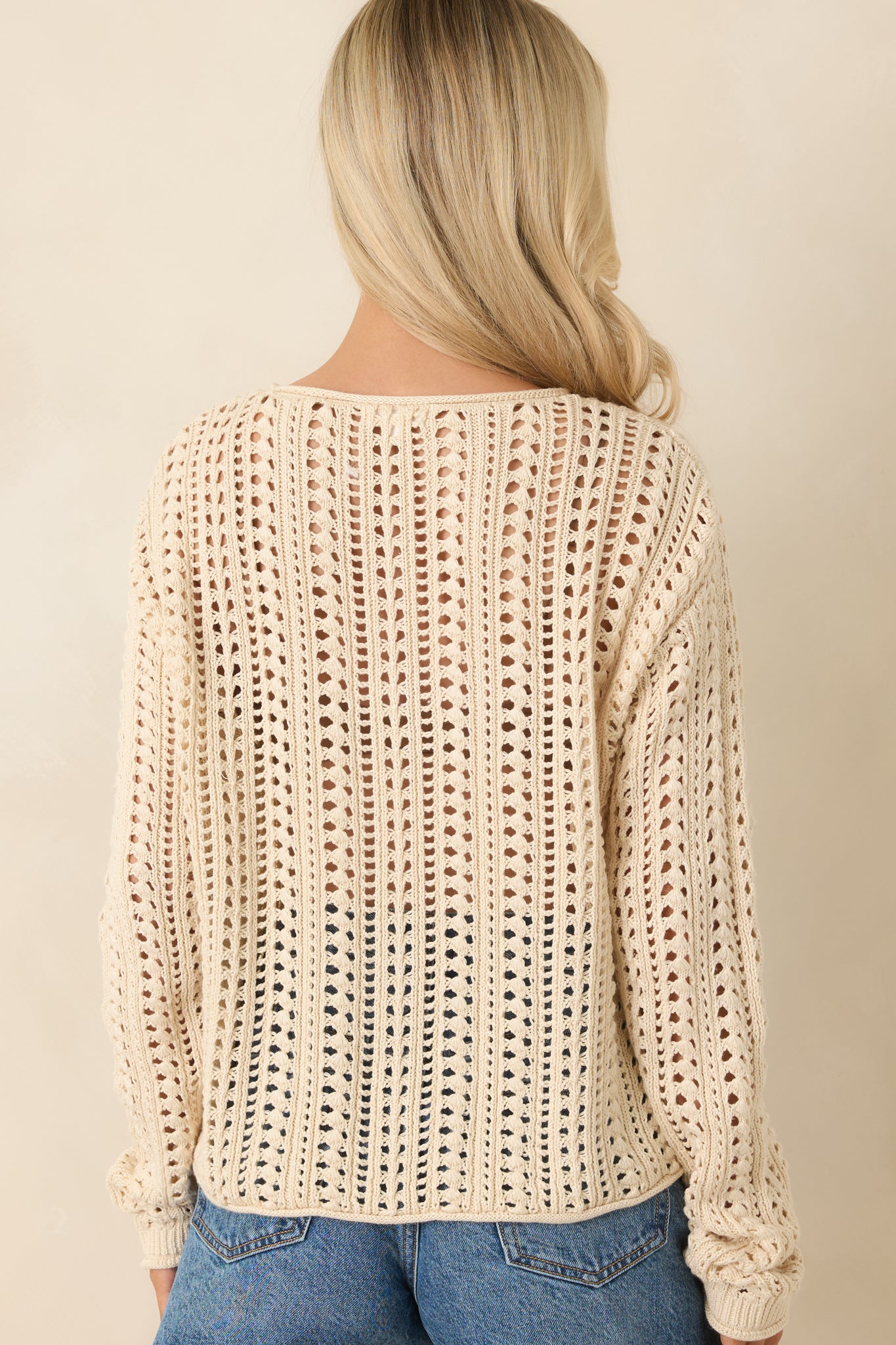 Z Supply Beige Upland Crochet Sweater Top | Red dress