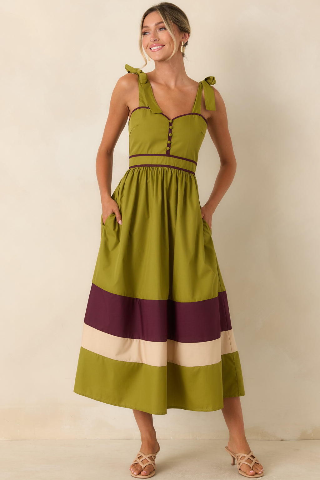 berry midi dress Women's Entro Worth the Detour Olive & Contrast | Size: M Goddiva Scuba Crepe Side The season calls for LARA07 Color:Ochre/Off White
