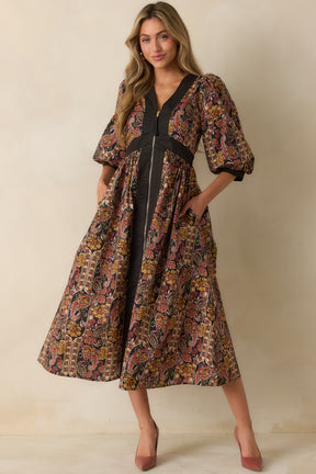Floral Impression Zip-front Dress