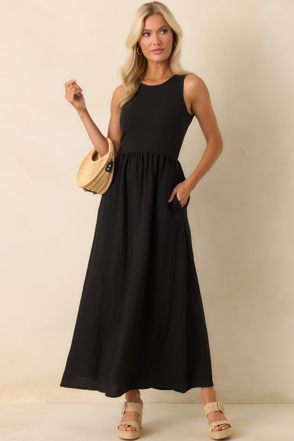 green emerald velvet dress Z Supply Charlotte Rib Midi Dress In Black