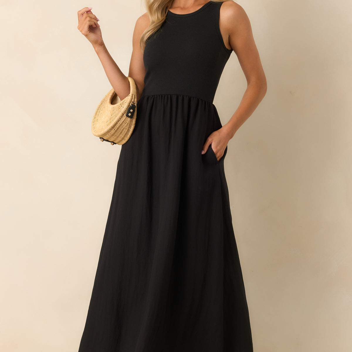 Z Supply Charlotte Rib Midi Dress In Black | Red Dress Z Supply Charlotte Rib Midi Dress In Black | Red Dress