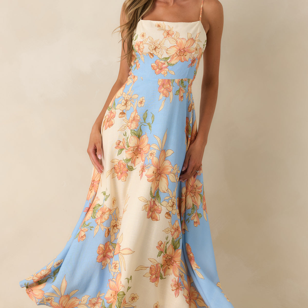 Women's What a Lovely Thought Light Blue & Ivory Floral Maxi Dress | Size: M