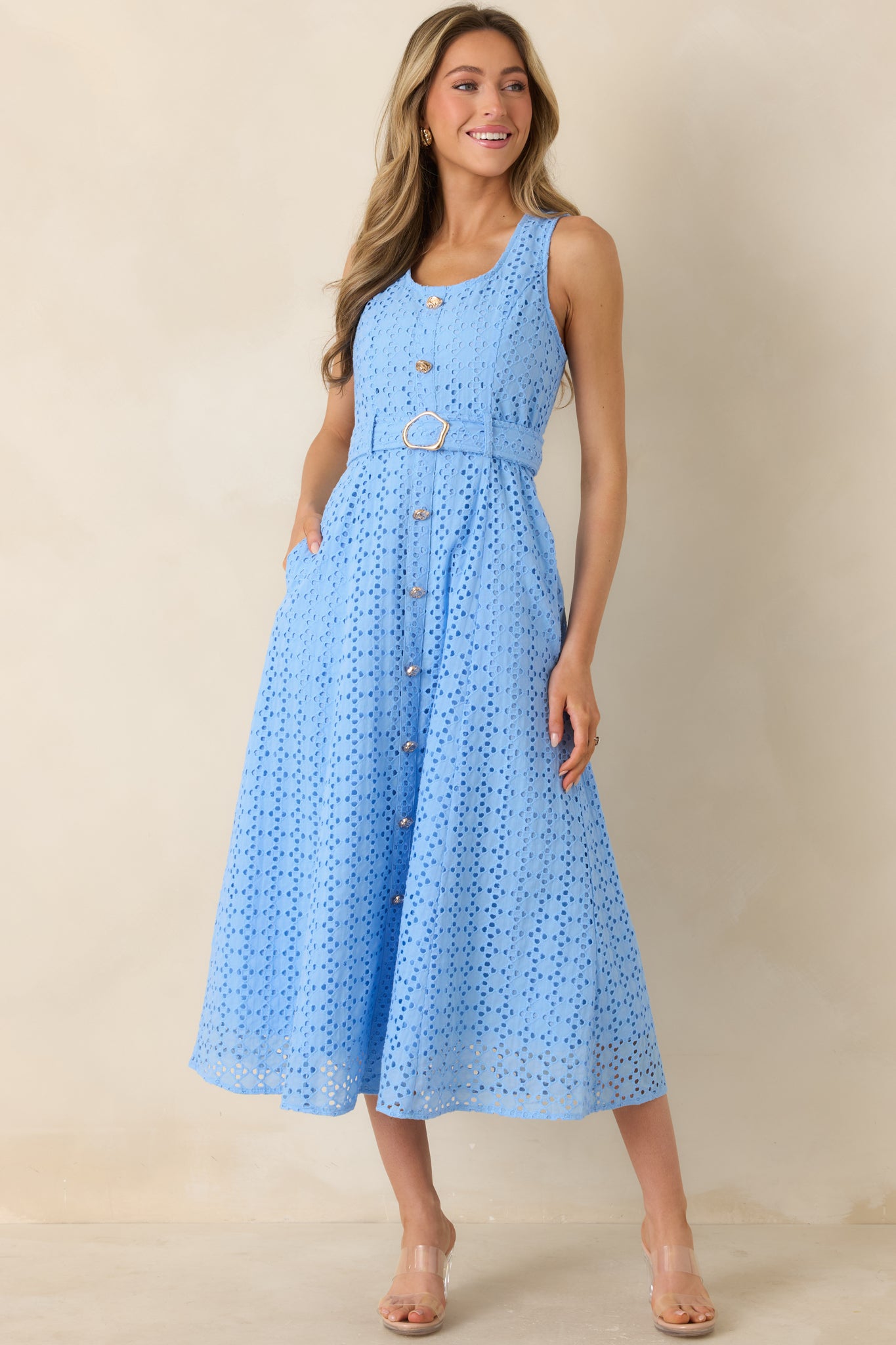 white christmas dresses Garden Society Blue Cotton Eyelet Sleeveless Midi Dress white christmas dresses Garden Society Blue Cotton Eyelet Sleeveless Midi Dress