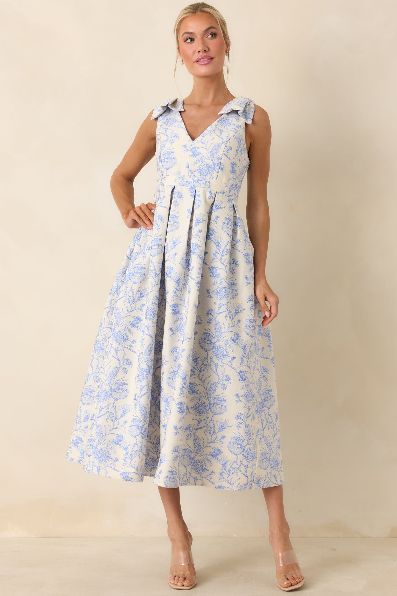 blue printed midi dress Flora main image 0