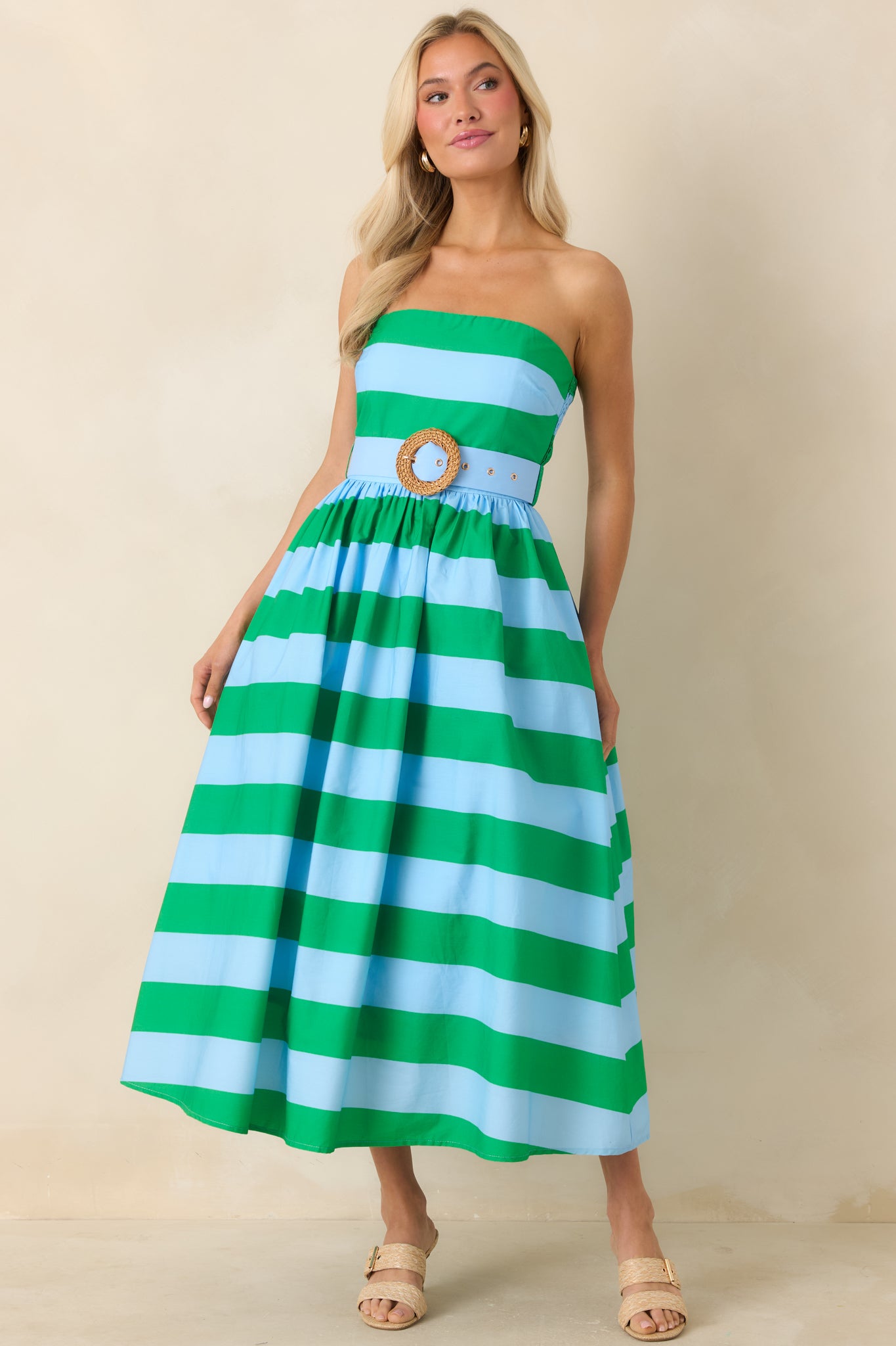 green stripe strapless dress Benetta Strapless Mini Dress | Green Stripe | Womens