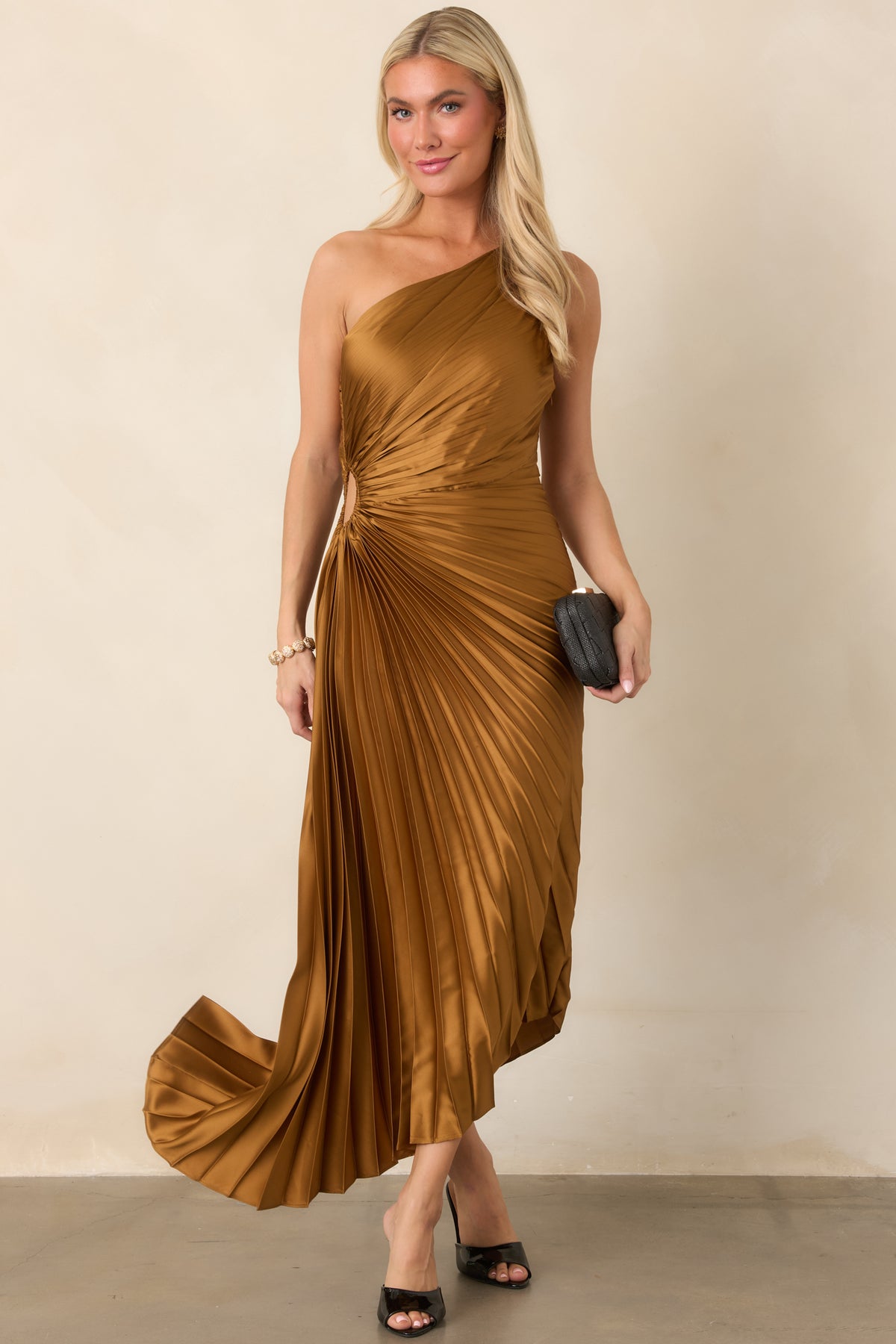 asymmetrical one shoulder maxi dress Poetic Charm Bronze Asymmetric Size:30D could someone help me speakeasy outfit Ladies dresses Please refer to the