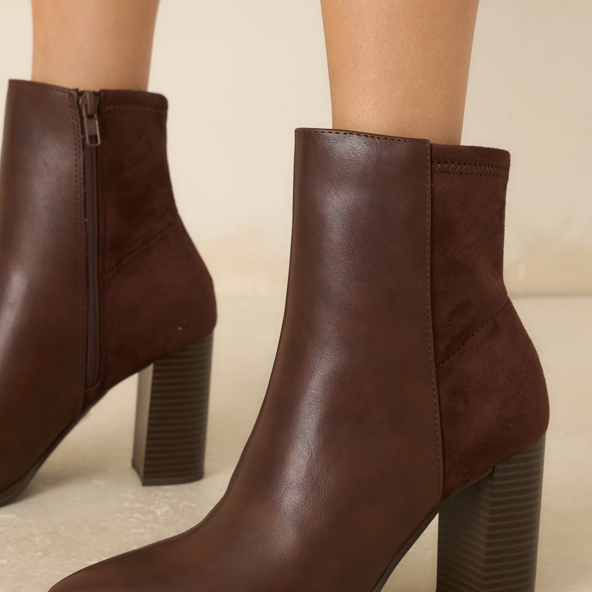 Women's Stand Corrected Brown Faux Leather Suede Ankle Boots | Size: 6