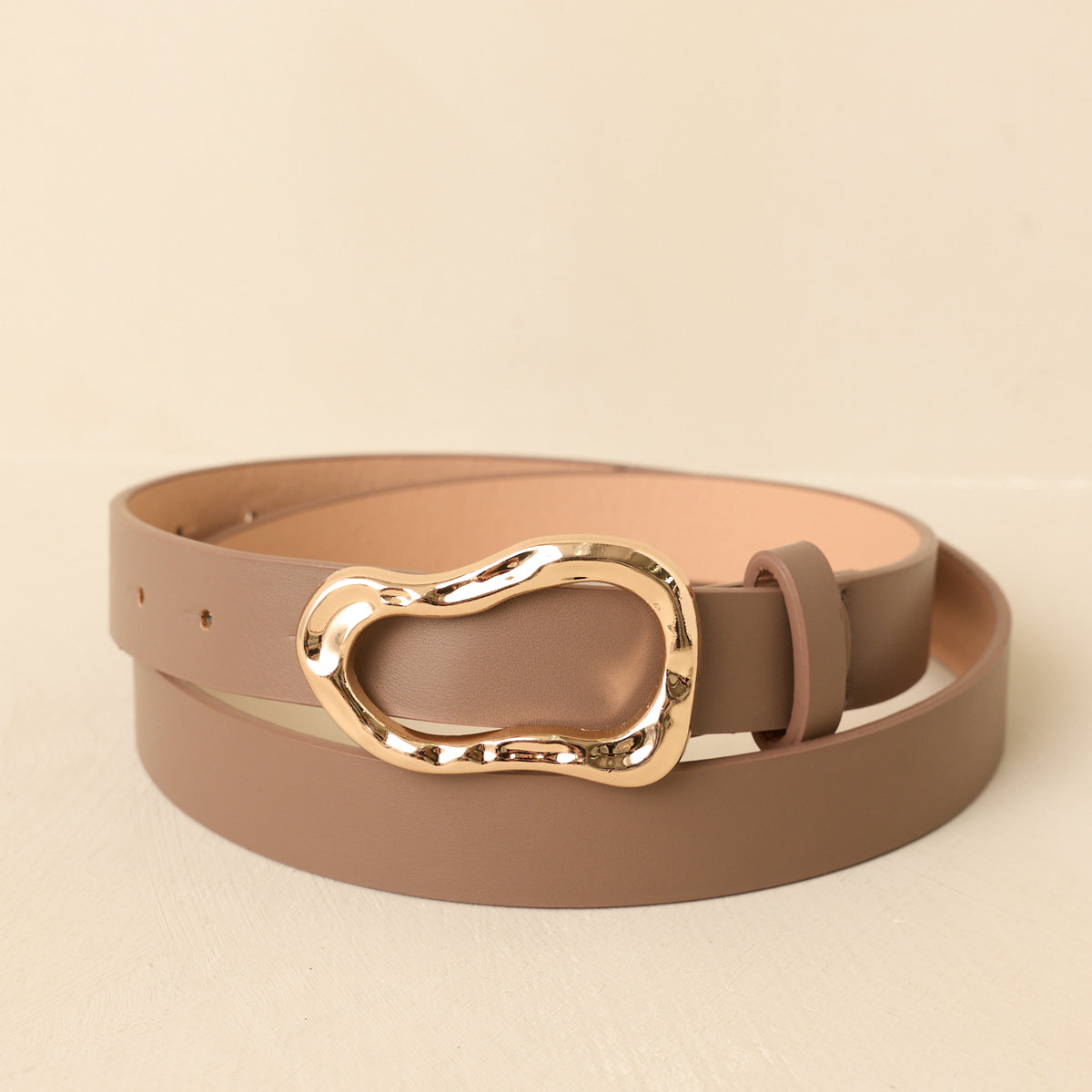 Beau & Ro grosgrain Taupe Waist Belt with Bamboo-Style Buckle Men main image 4