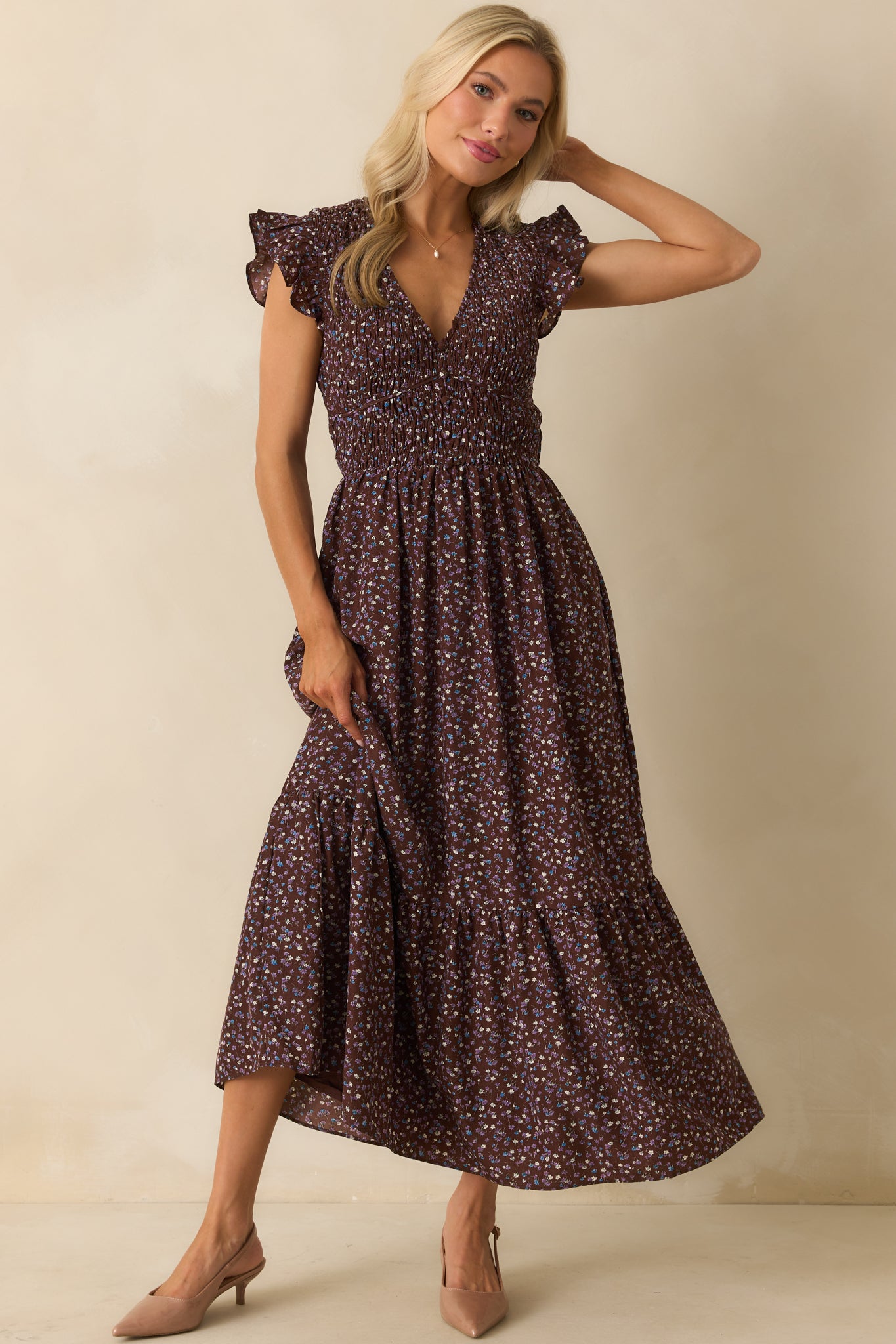 Chocolate Brown Floral Print Maxi Dress - All Dresses | Red Dress Chocolate Brown Floral Print Maxi Dress - All Dresses | Red Dress