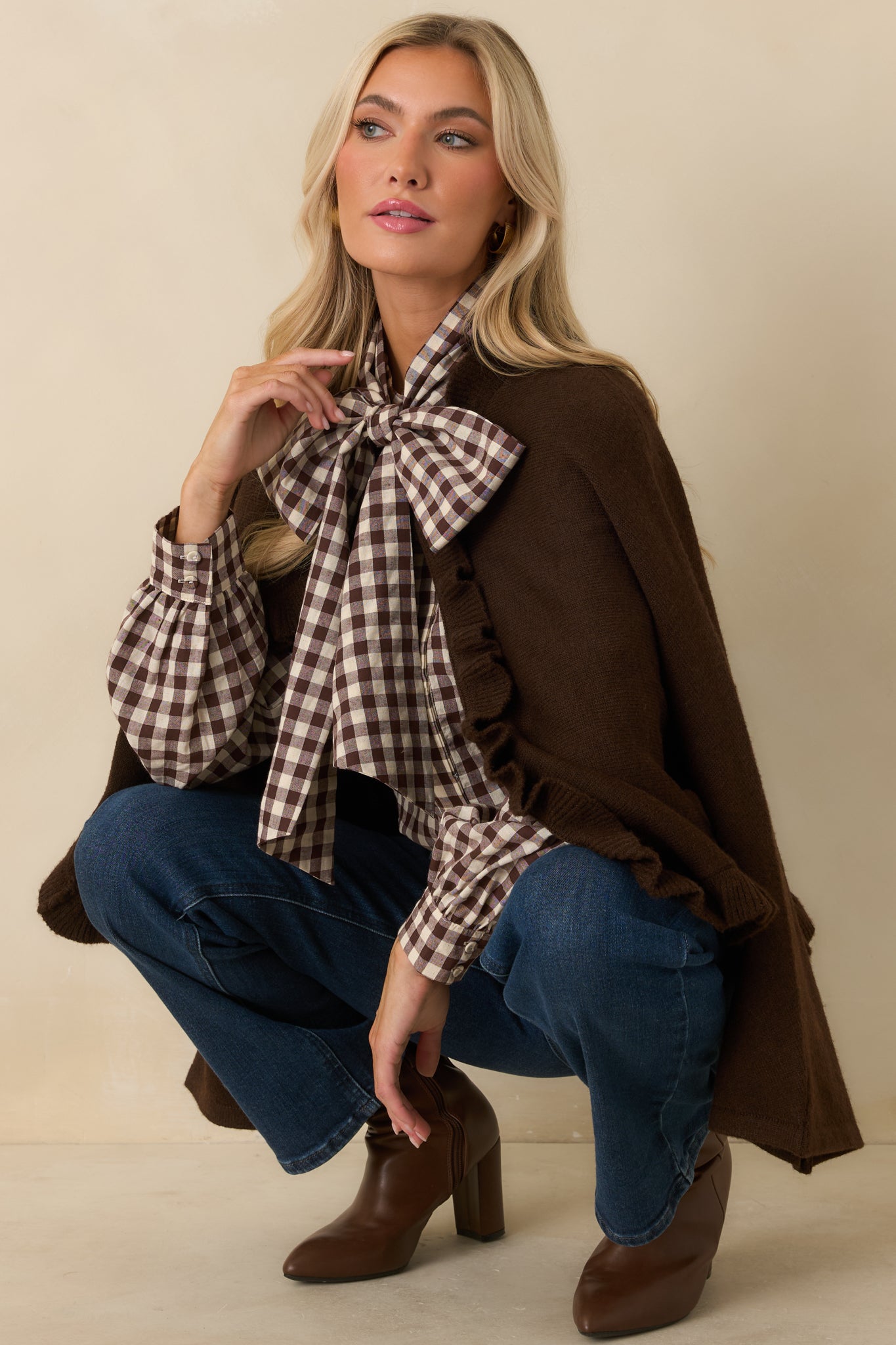 Sabrina Dark Chocolate Knit Cardigan | Prosperina