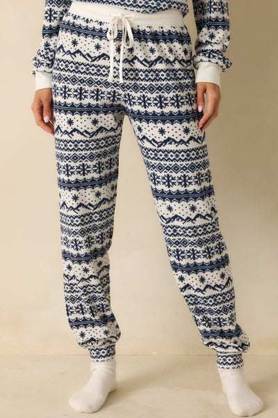 アイドル FREEZER x TSNW PAJAMAS SET Z Supply Vanilla Ice Twilight Fairisle Jogger Pajama Pants | Red Dress