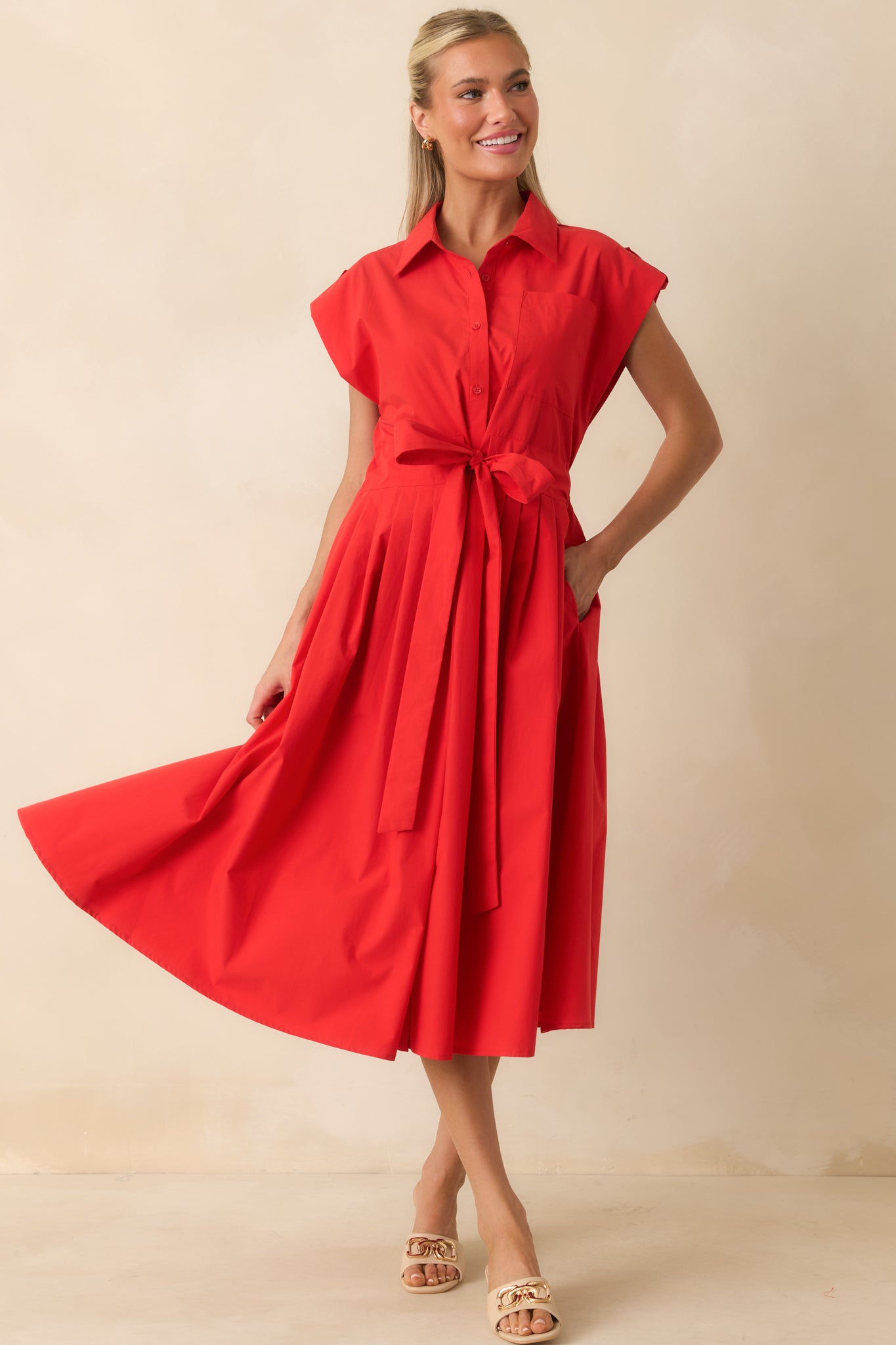 ワンピース the red thread S tie shirt dress the red thread S tie
