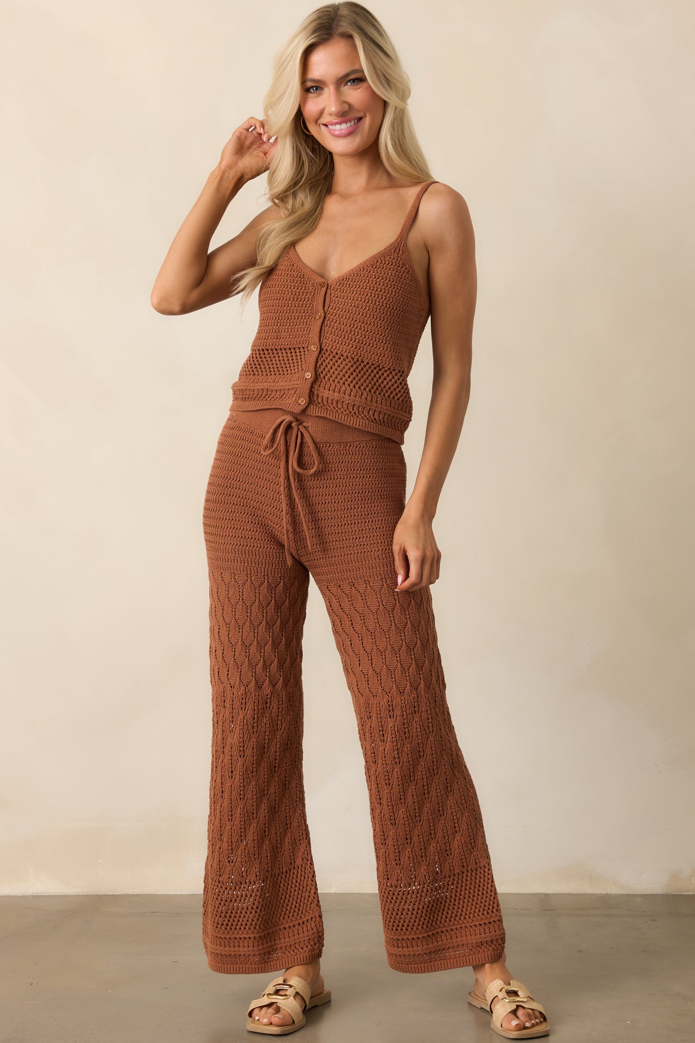 Z Supply Adia Crochet Pants In Brown | Red Dress