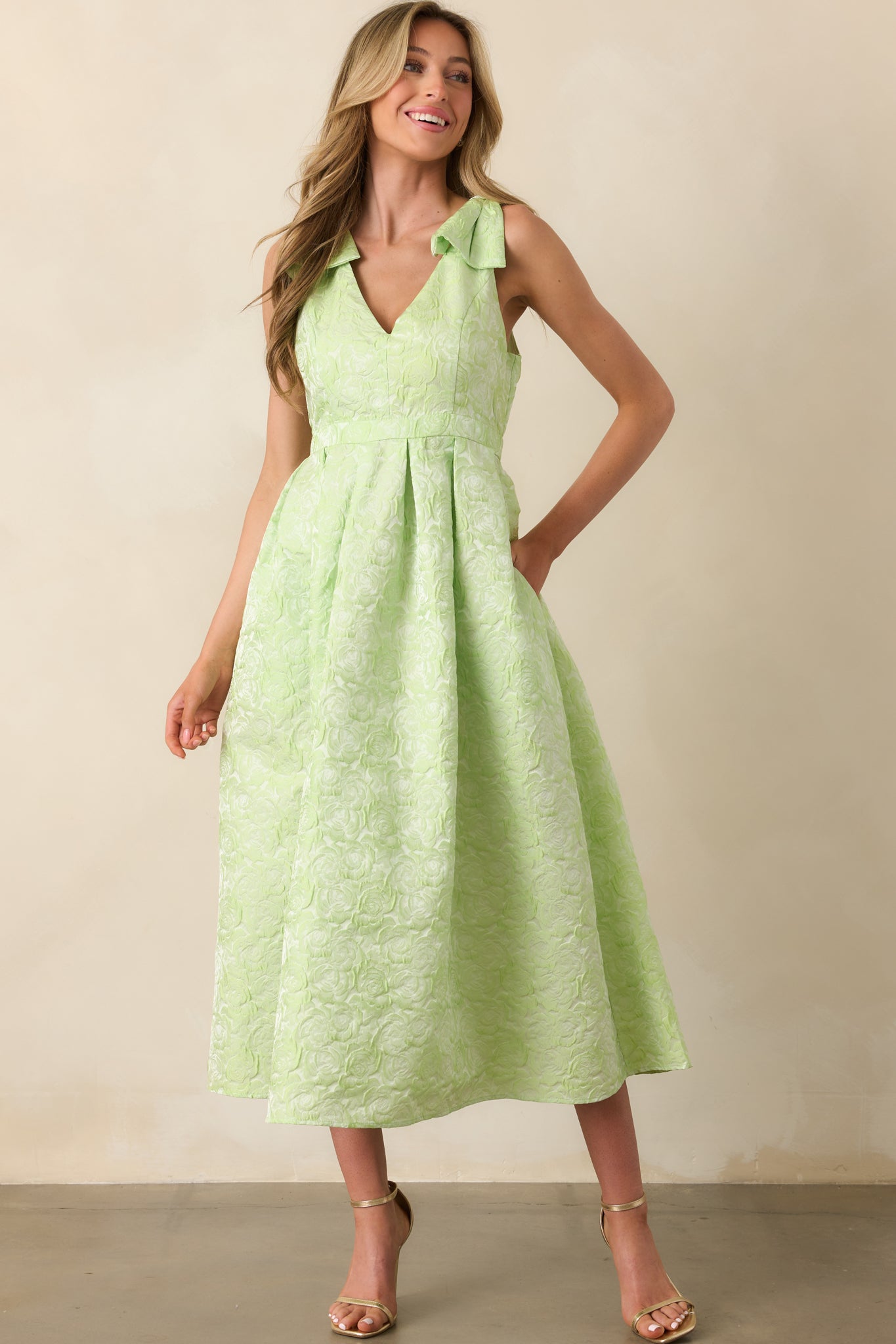 Chartreuse-Dress-With-Self-Tie
