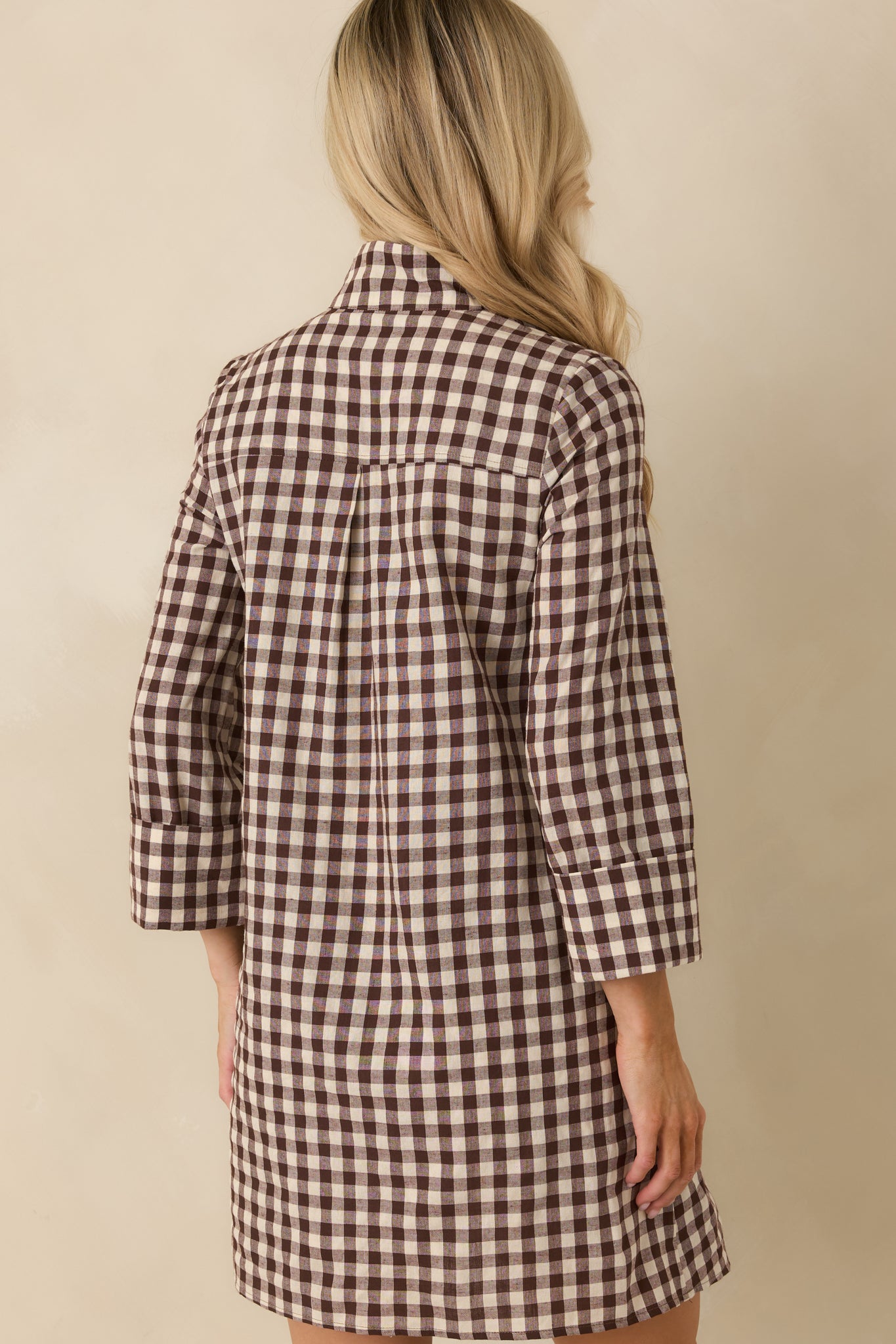 Savoy Chocolate Brown Gingham Mini Dress | Prosperina