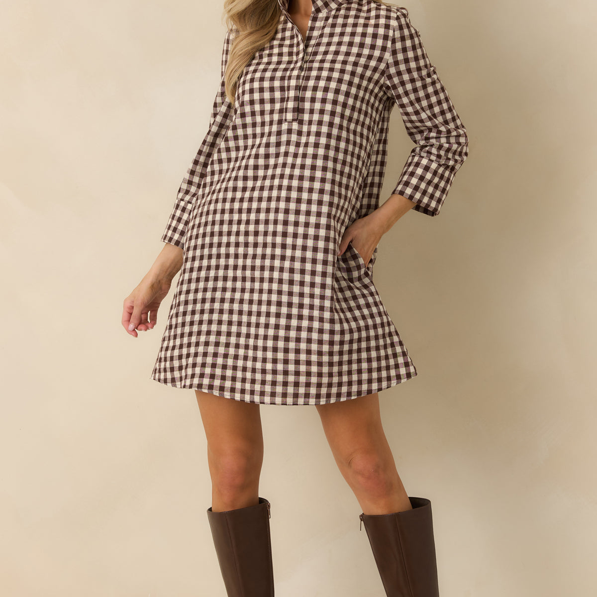 sanaly mini dress in mini gingham brown Prosperina Savoy Chocolate Black gingham BuyXDiscount:21% Off A sweetheart neckline defines Zapaka Women Corset Blue SID-PR3702D