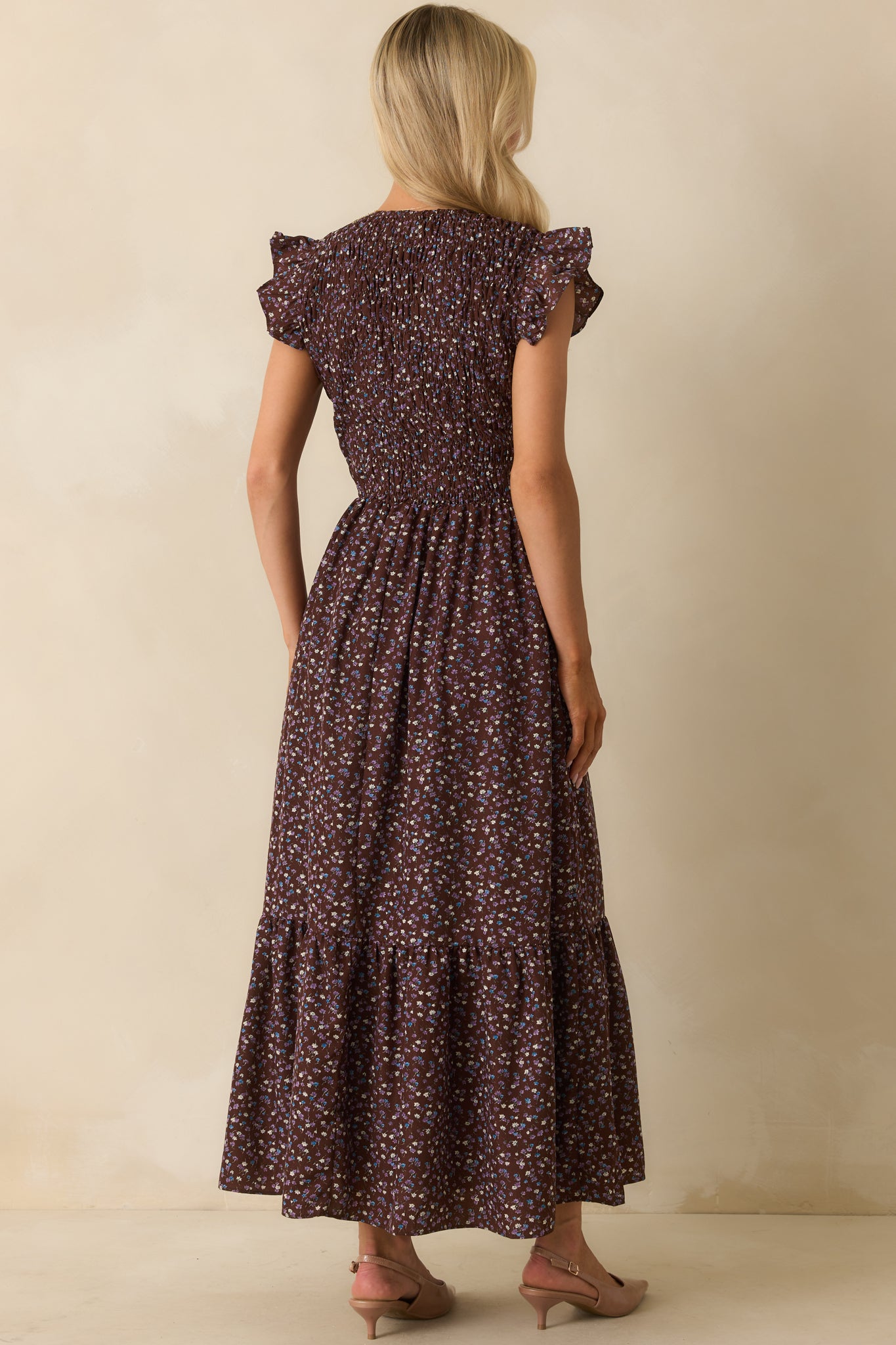 Chocolate Brown Floral Print Maxi Dress All Dresses Red Dress — free download