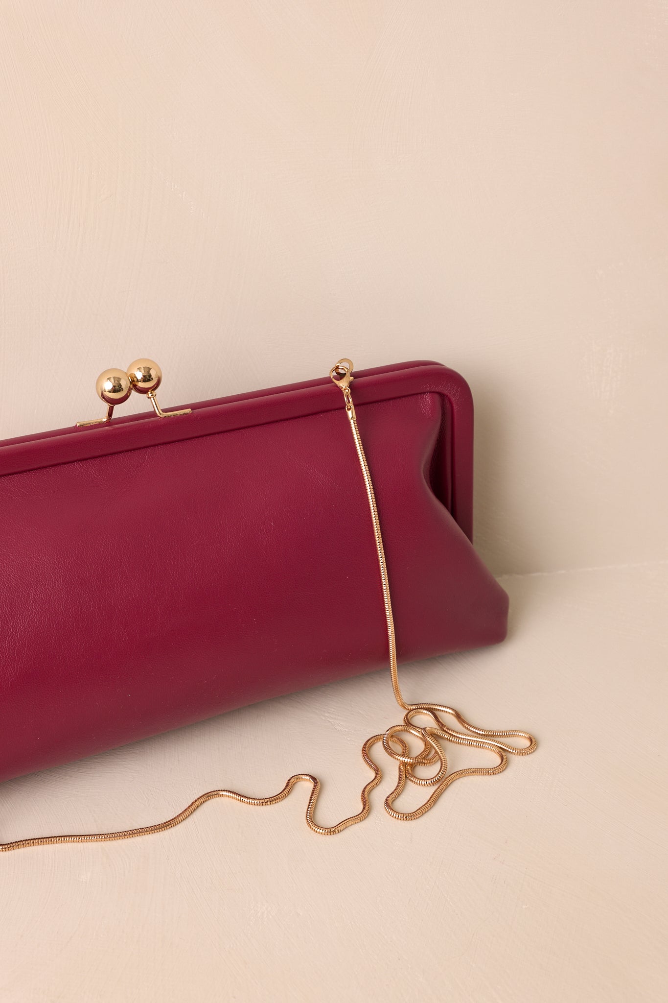 Burgundy Faux Leather Clutch Handbag - All Accessories