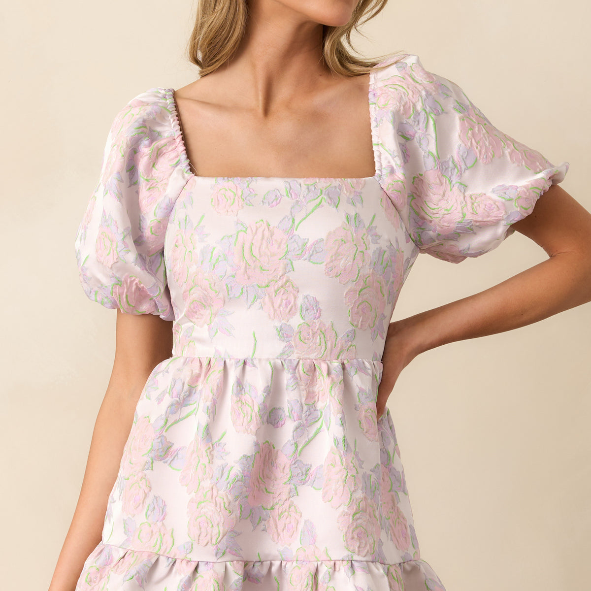 Once Upon A Time Lavender Floral Jacquard Mini Dress