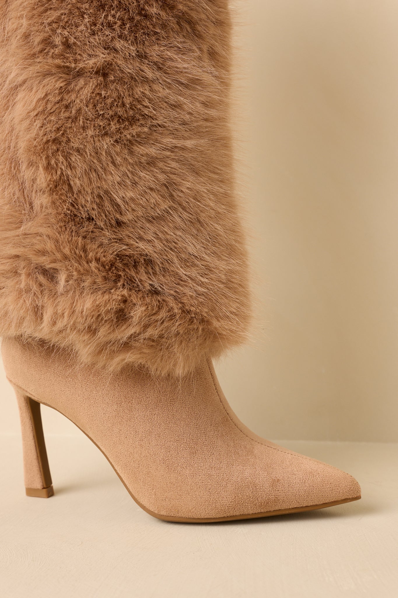 Pointed Womens Fall Booties Women's Fine Point Tan Faux Fur And Suede  Pointed Toe Stiletto Boots Size: Red Dress
