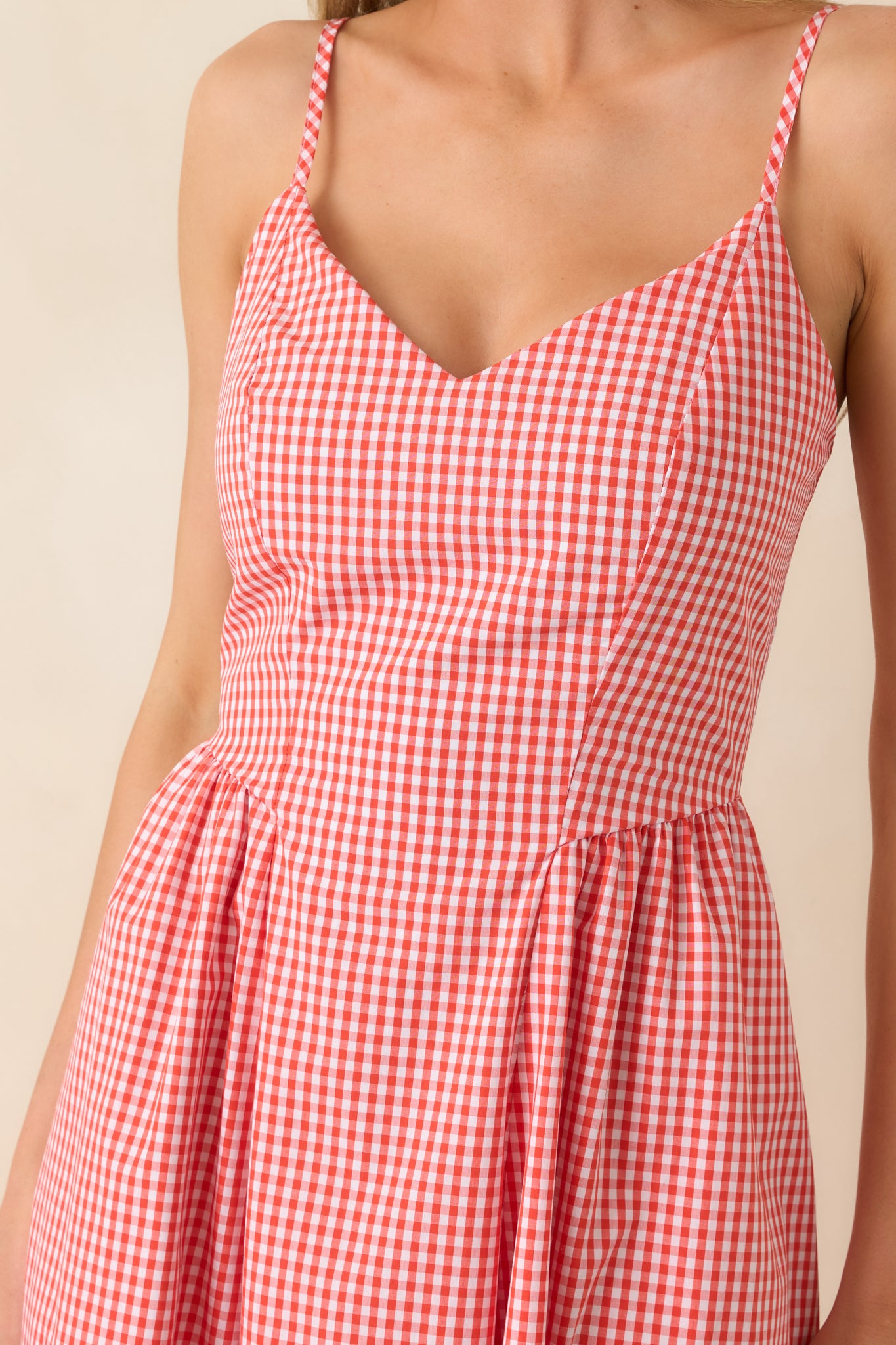 Red Dress | Poppy Red Gingham Sleeveless Midi Dress - All Dresses