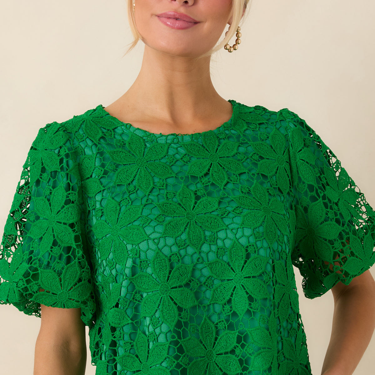 green dress tops womens All the Attention Floral Lace Short Sleeve Top green long sleeve top