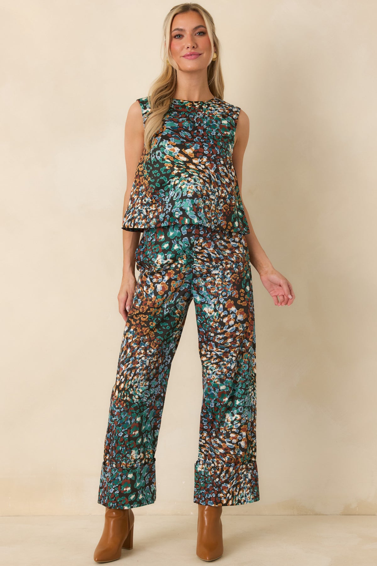  Black Urban Jungle print top showcasing the colorful pattern across the relaxed silhouette.