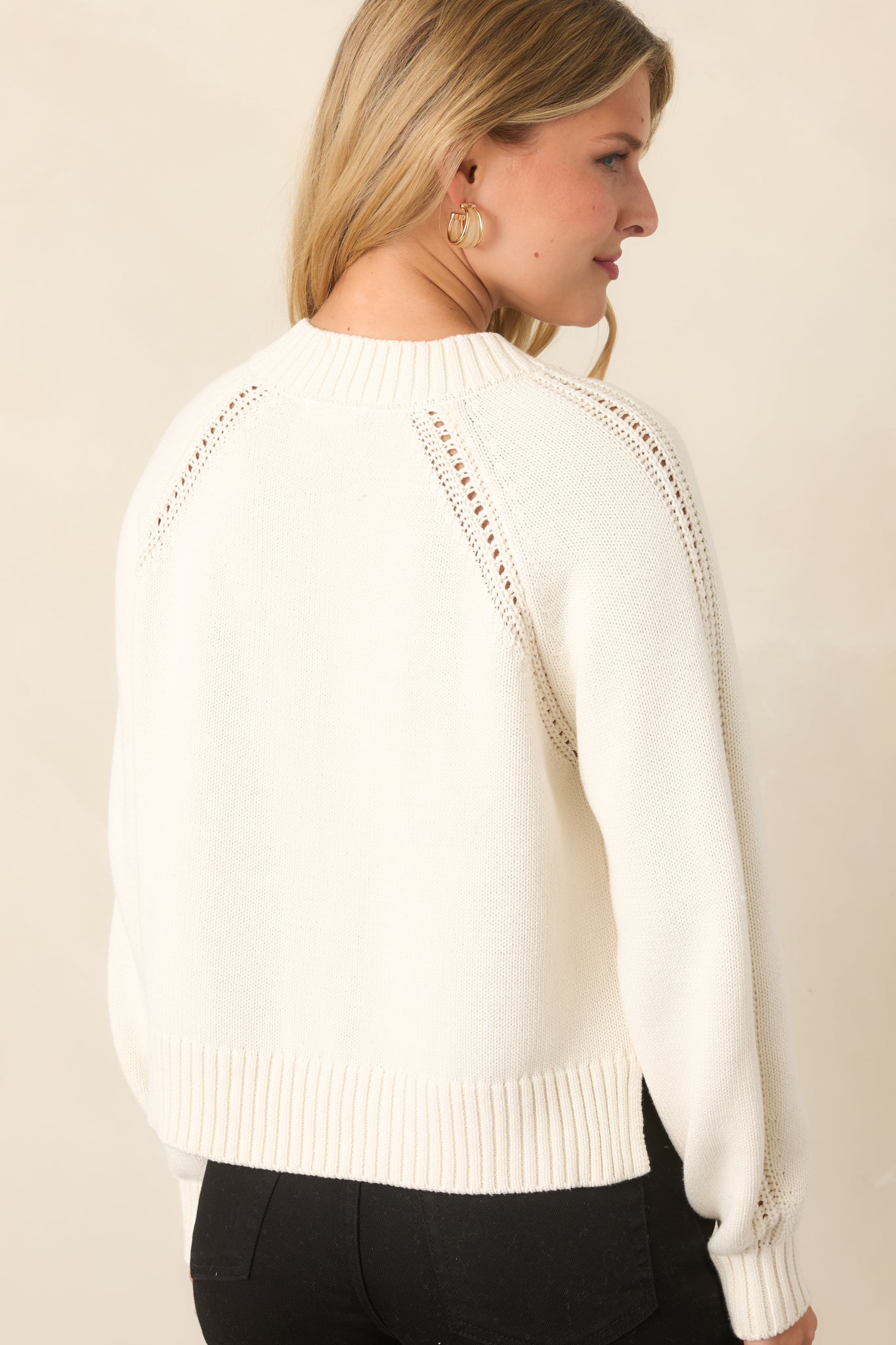 Stratton Ivory Knit Cotton V-Neck Sweater | Z Supply